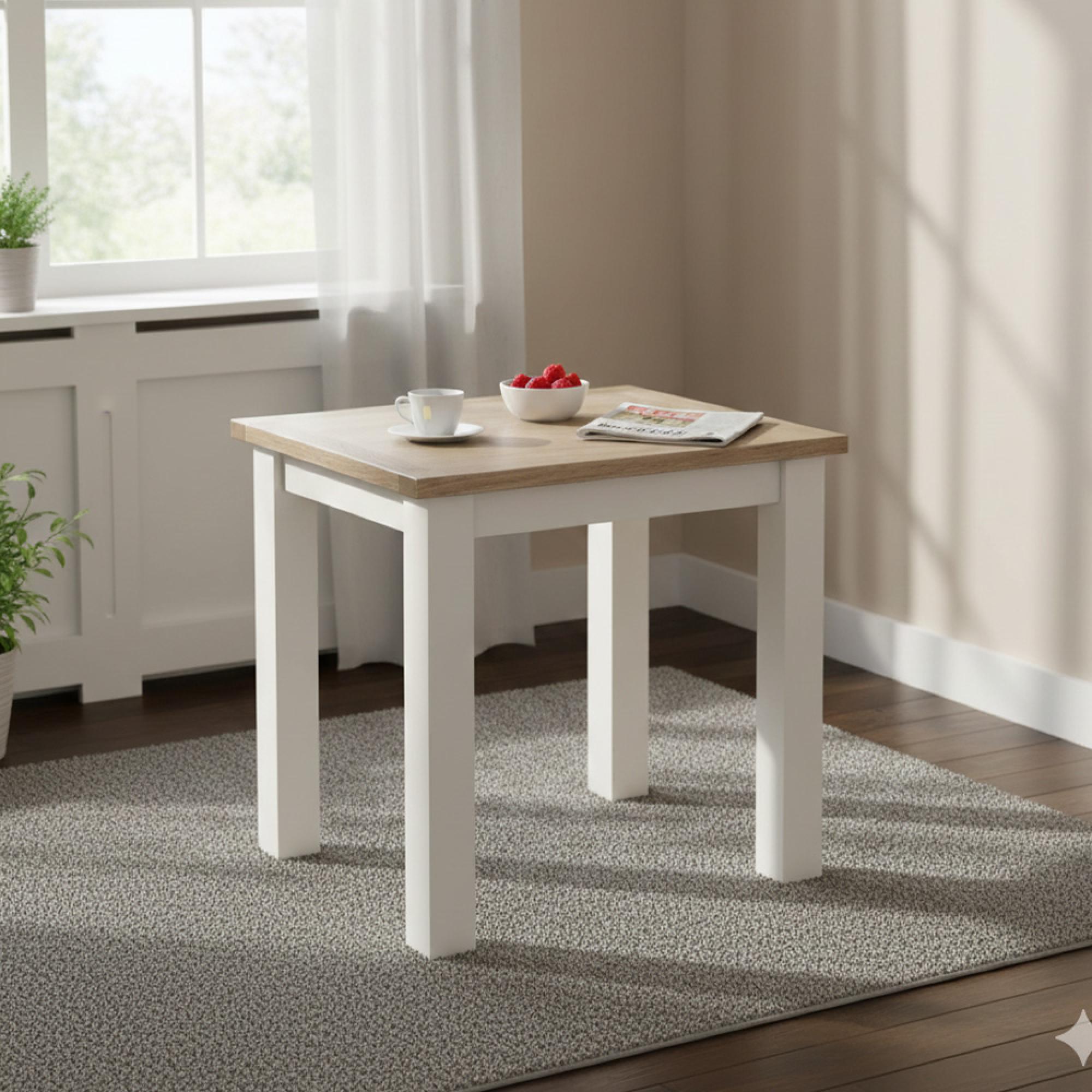 Modern Bistro Dining Table - 2 Seater - 80cm - White Painted