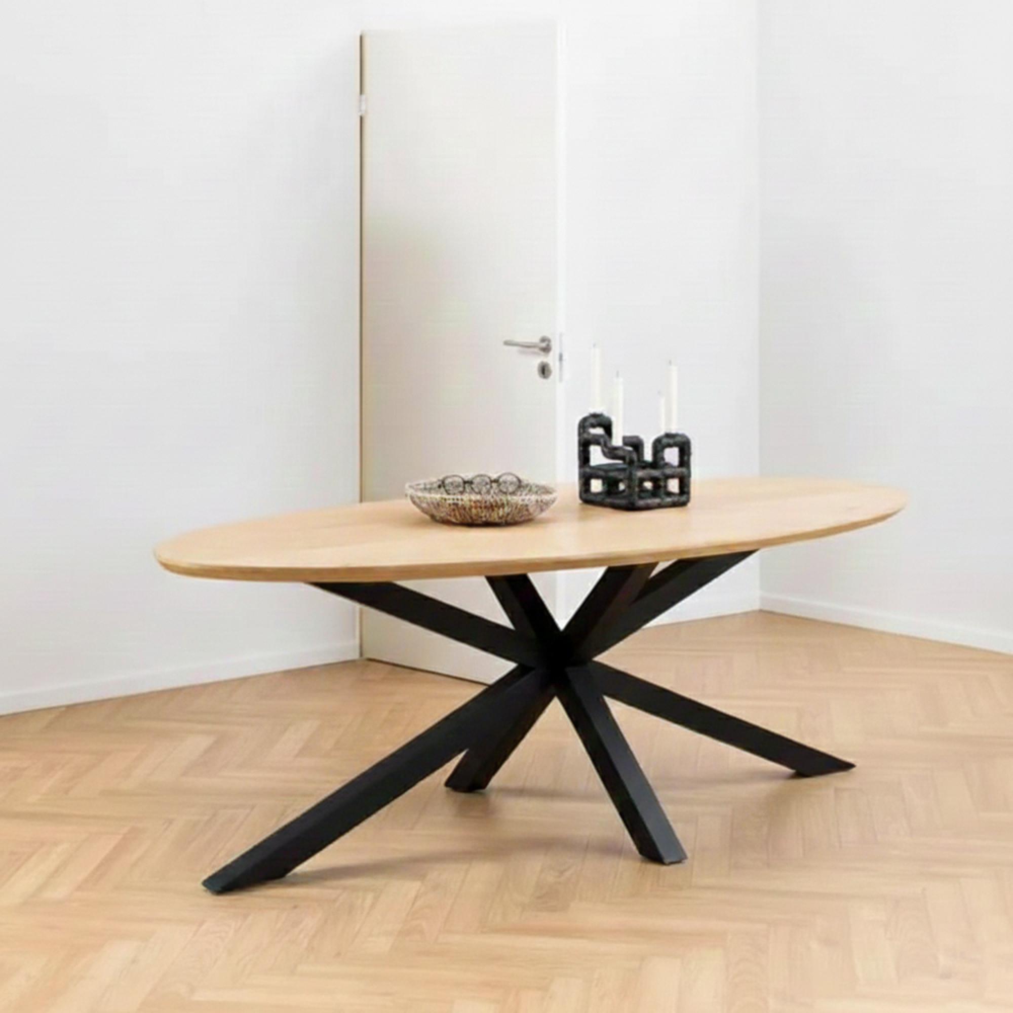 Heaven Oval Dining Table - 8 Seater - 220cm - Oak - with Star Legs