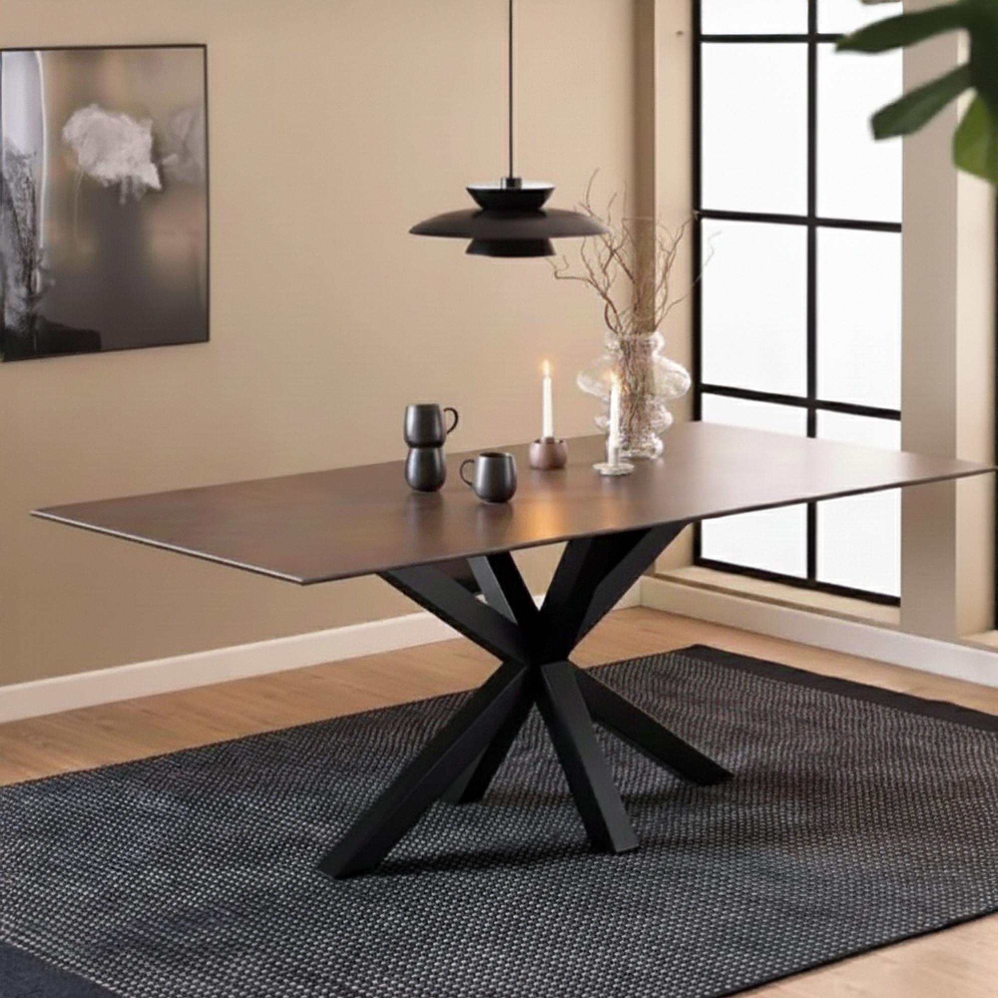 Heaven Dining Table - 8 Seater - 200cm - Rusty Brown Ceramic - with Star Legs