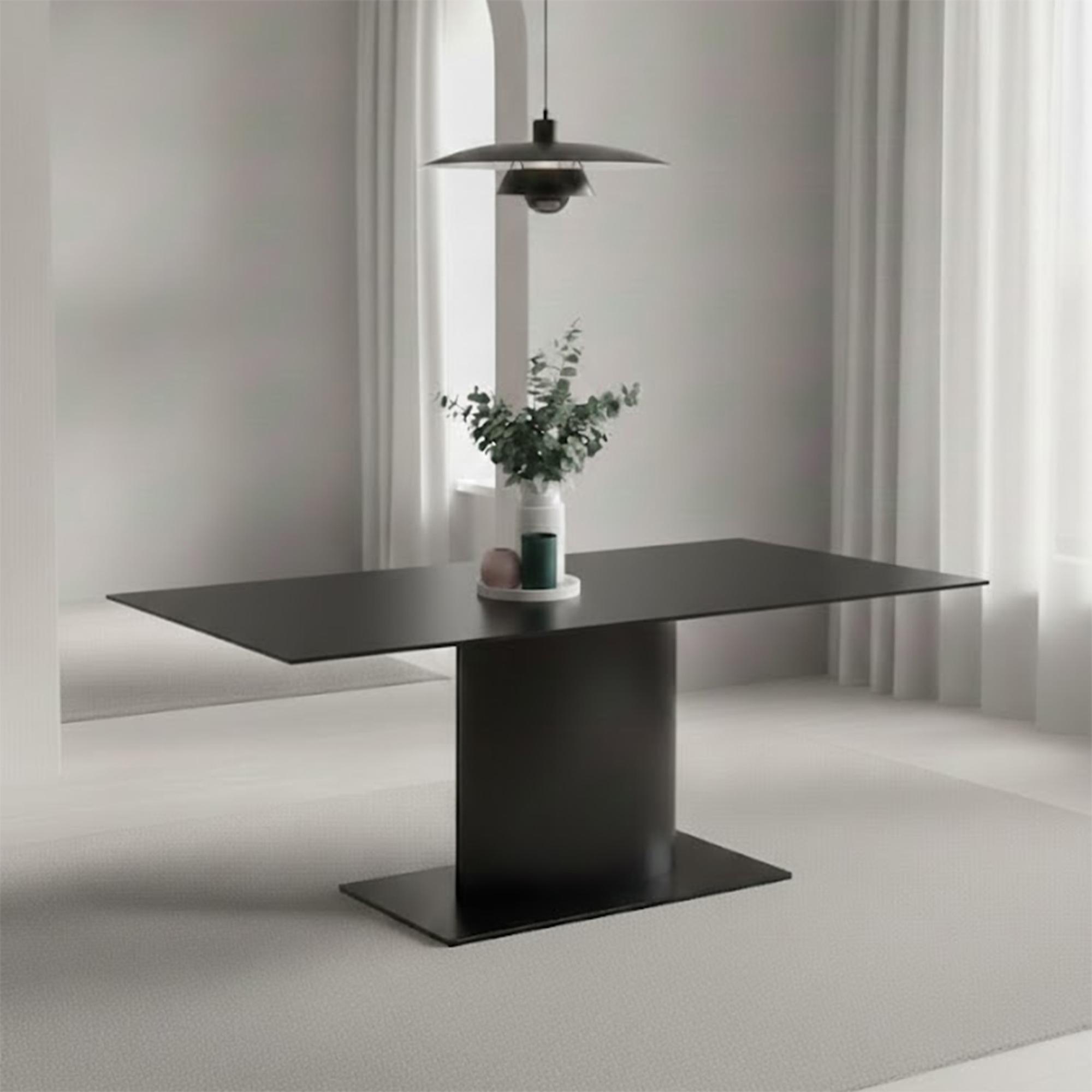 Marbella Dining Table - 8 Seater - Pedestal - 200cm - Black Ceramic