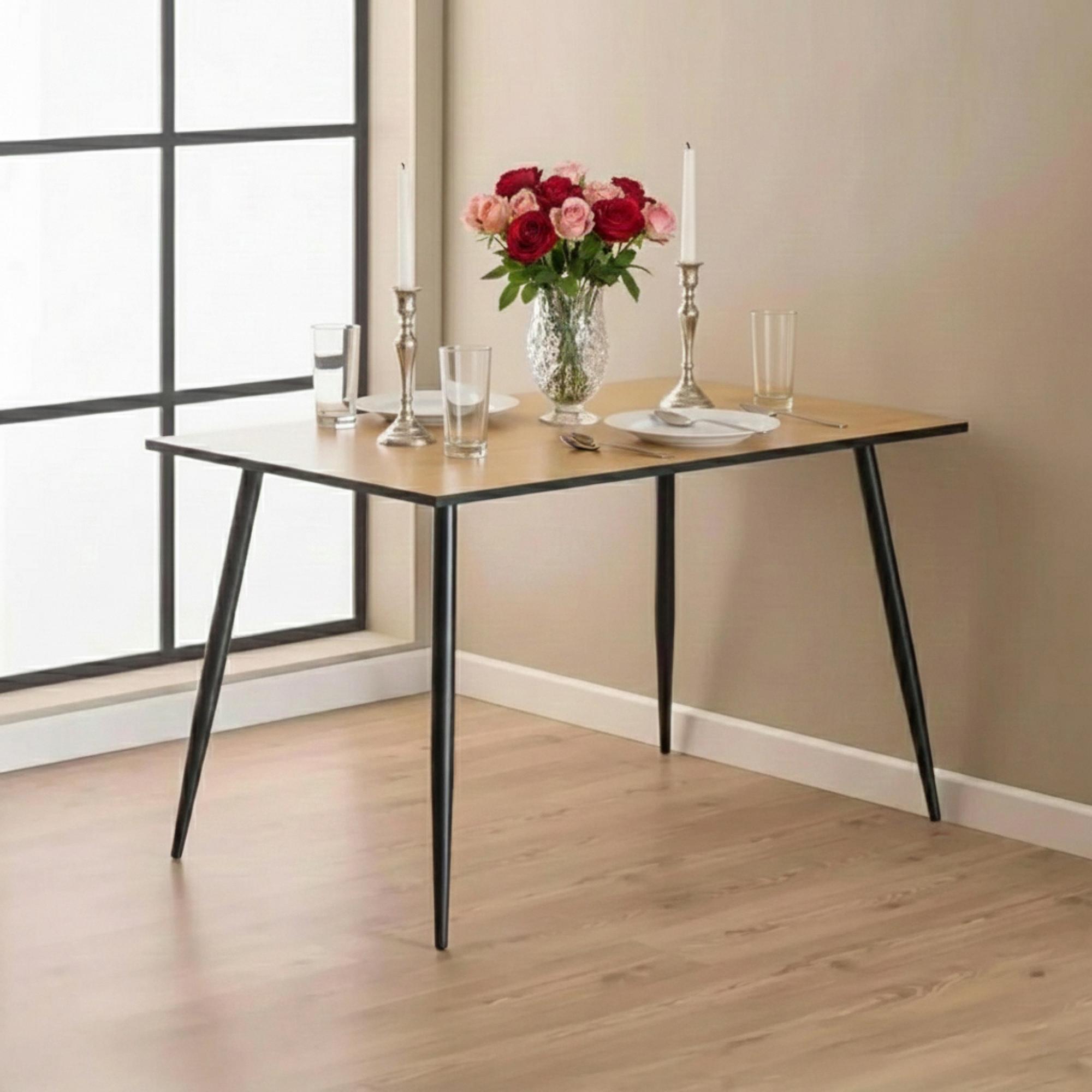 Wilma Dining Table - 4 Seater - 120cm - Oak and Black