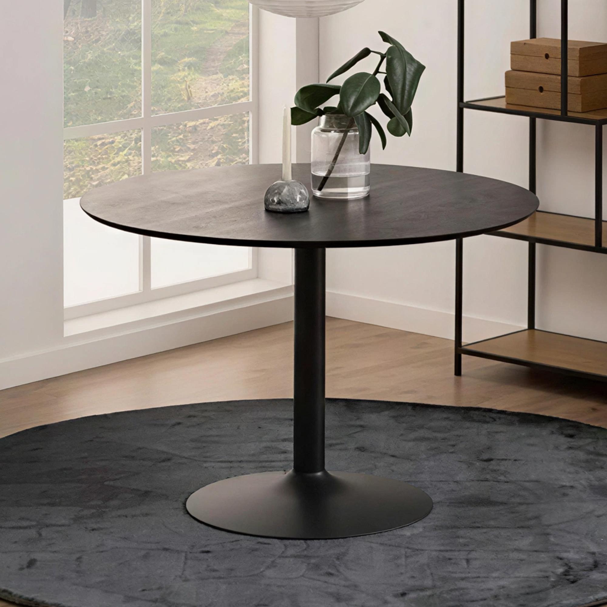 Ibiza Round Dining Table - 4 Seater - 110cm - Black