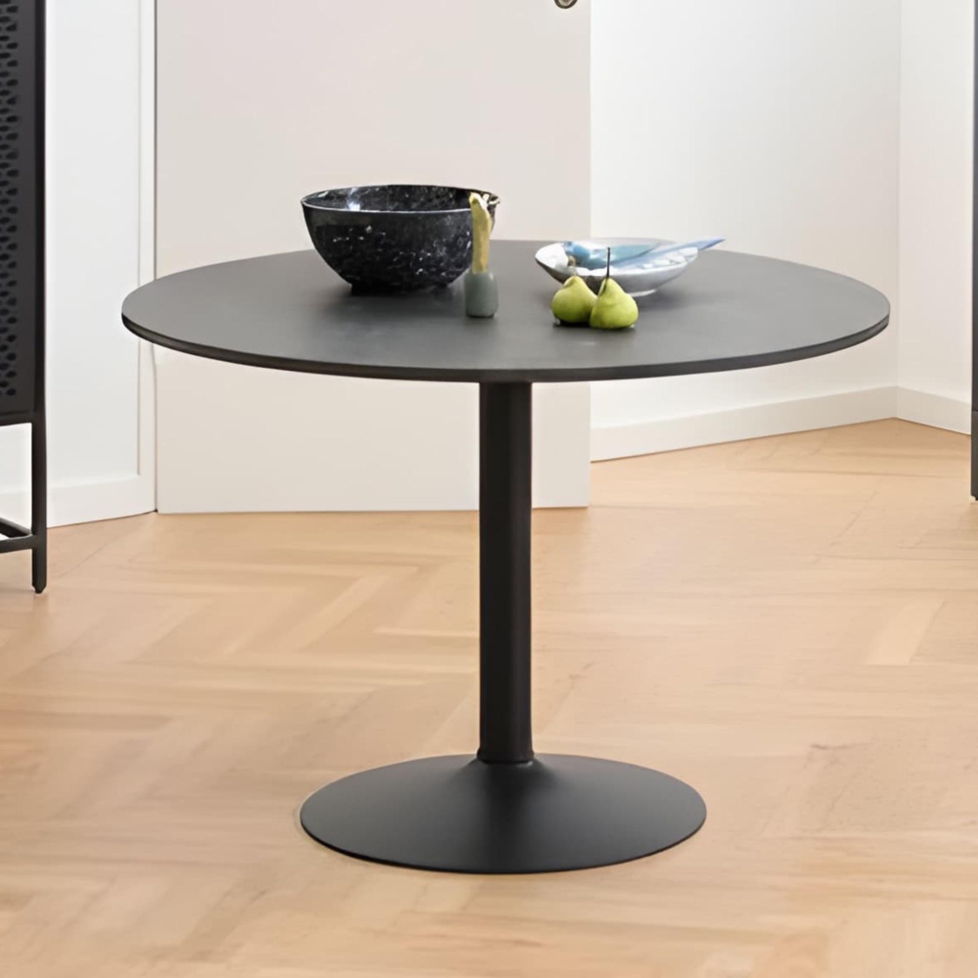 Ibiza Round Dining Table - 4 Seater - 110cm - Black Marble Effect