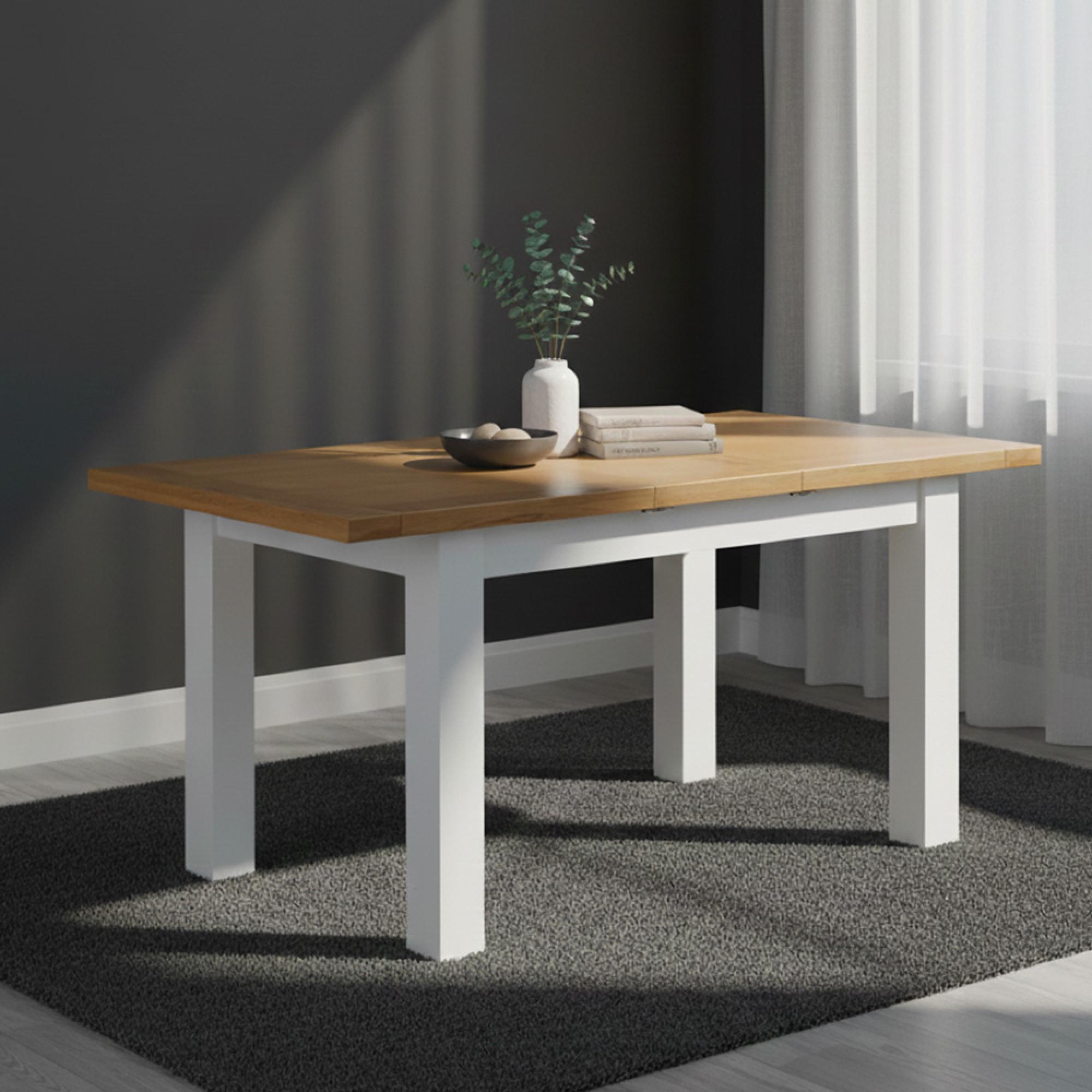 Lundy Extending Dining Table - 4-6 Seater - 120cm-153cm - White Painted