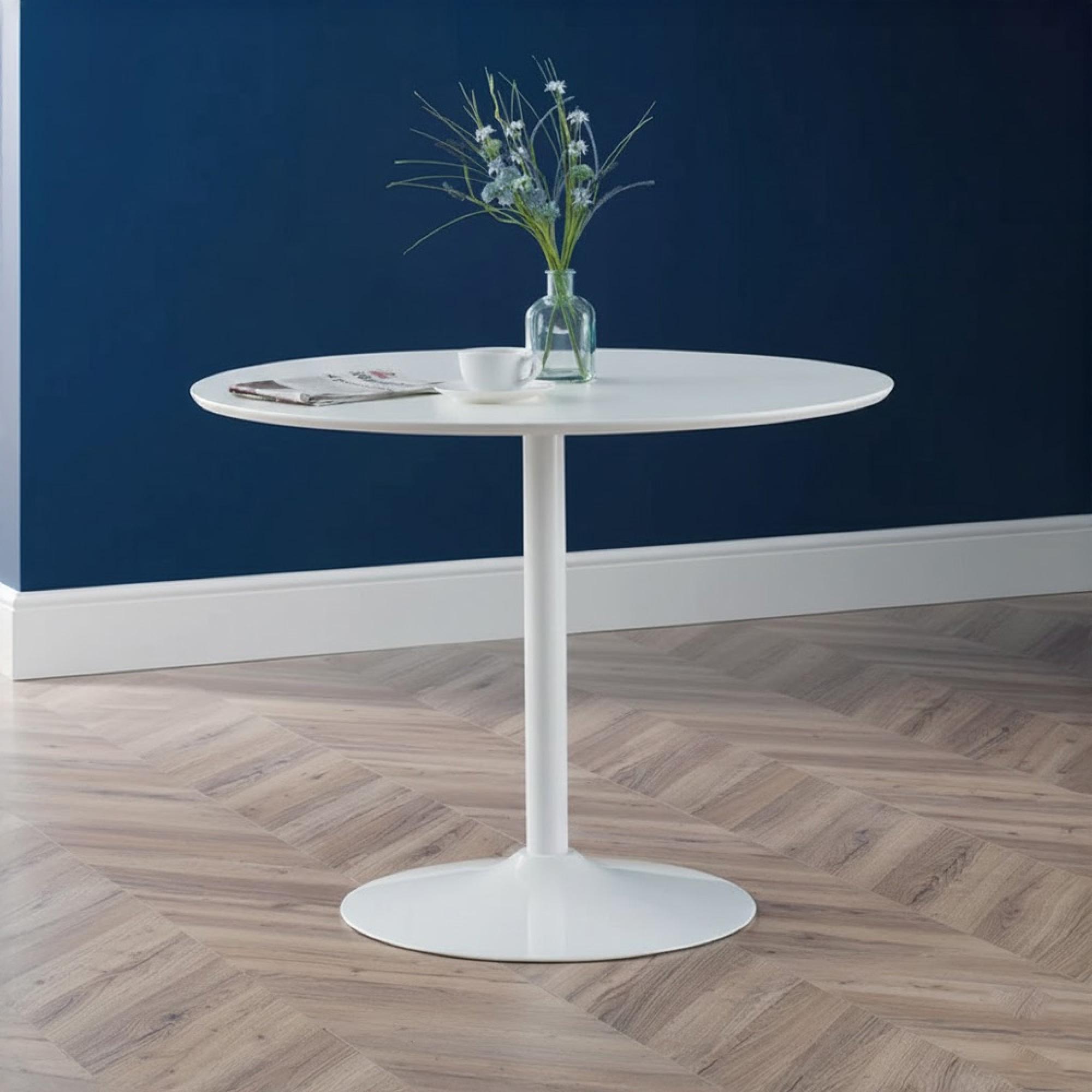Blanco Dining Table - 2 Seater - 100cm - Round - White