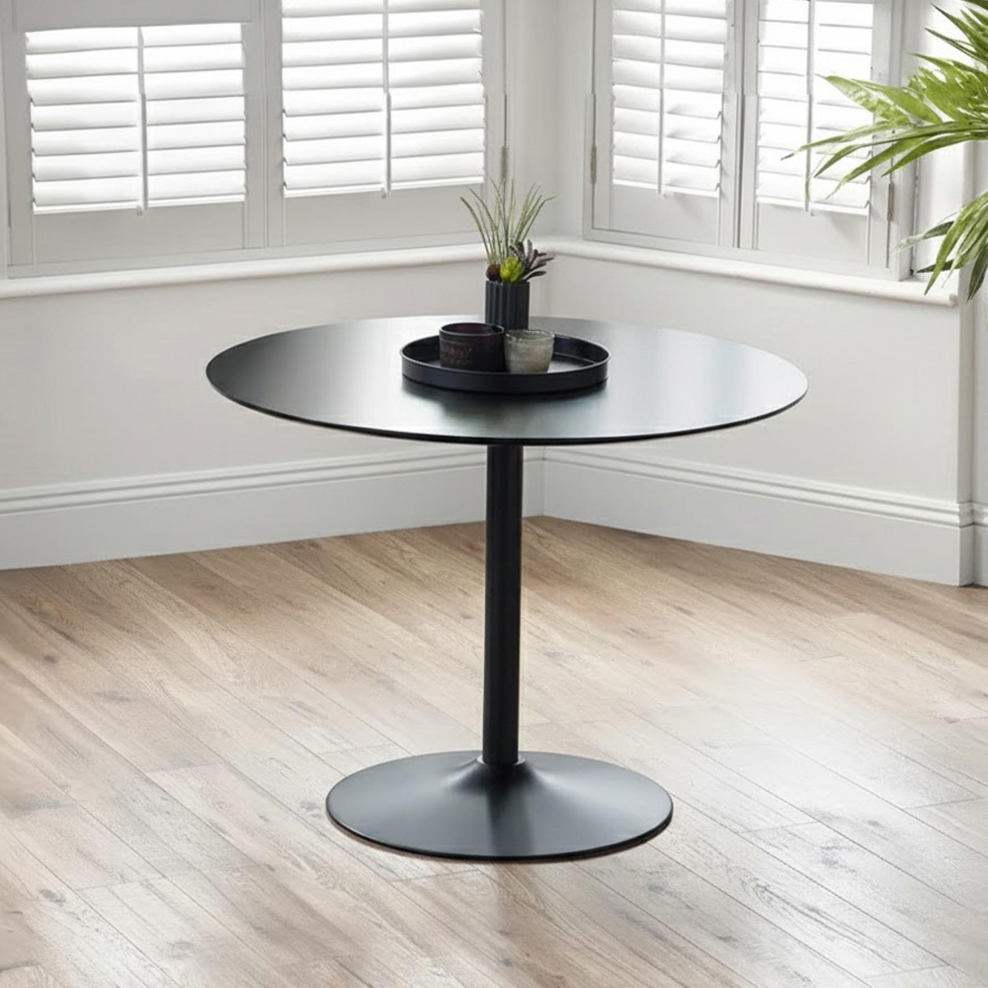 Nero Dining Table - 2 Seater - 100cm - Round - Black