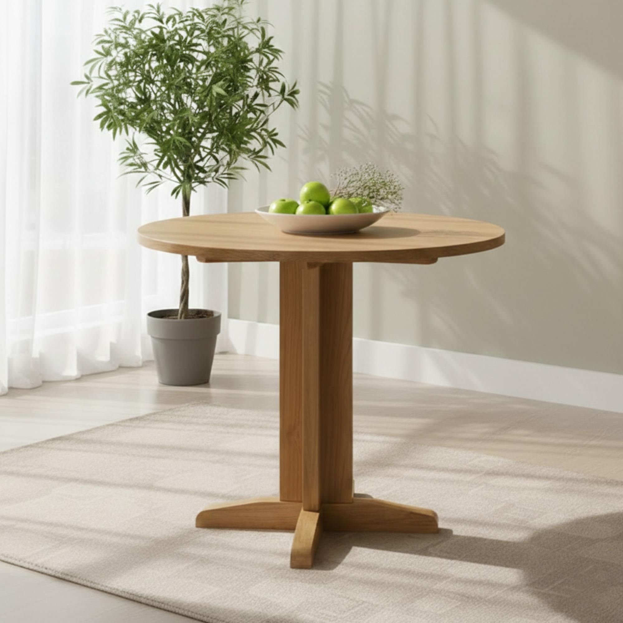 Appleby Round Drop Leaf Dining Table - 2 Seater - 30cm-90cm - Oak