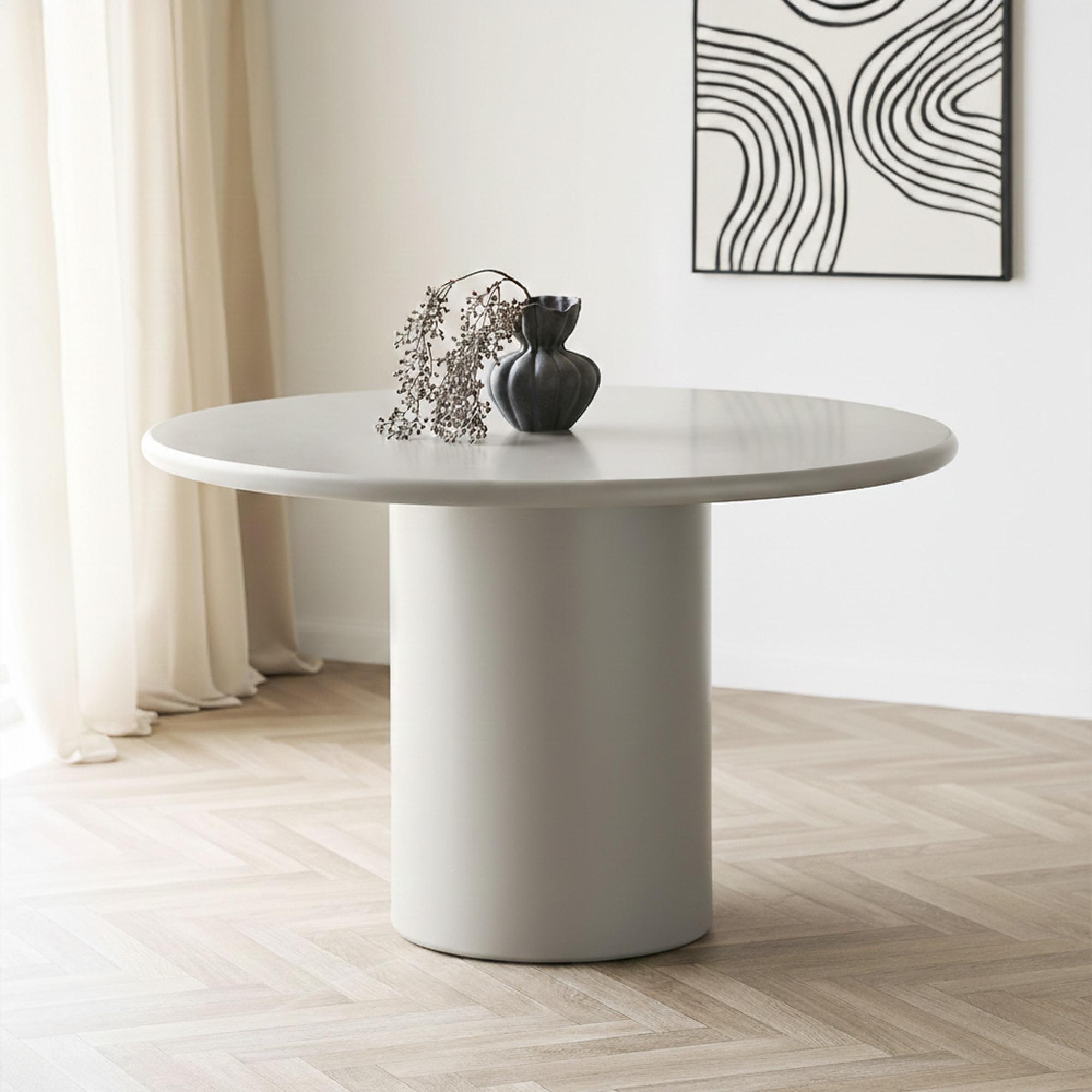 Nagano Dining Table - Round - Pedestal - 4 Seater - 120cm - Concrete