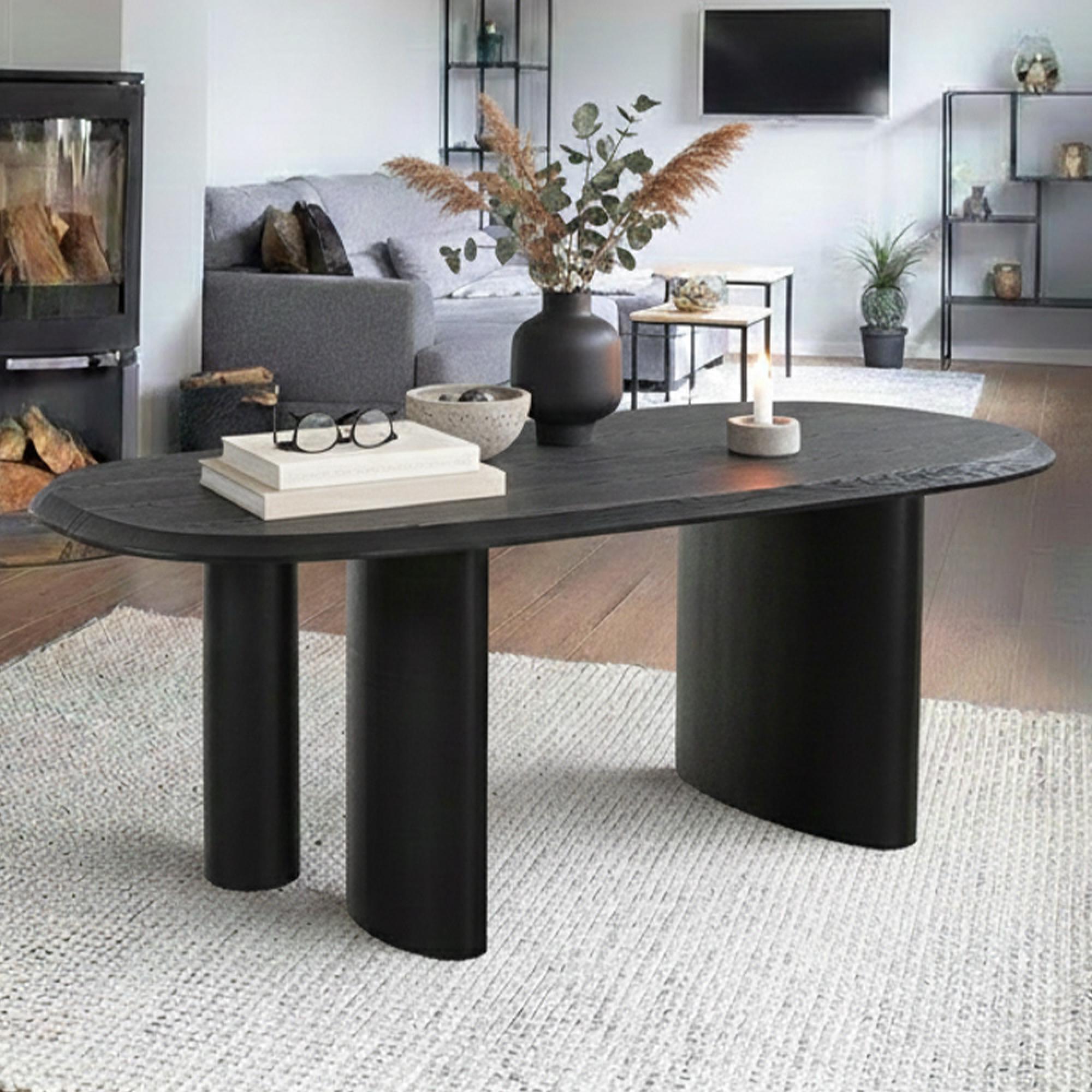 Tirano Dining Table - Pedestal - 8 Seater - 220cm - Black