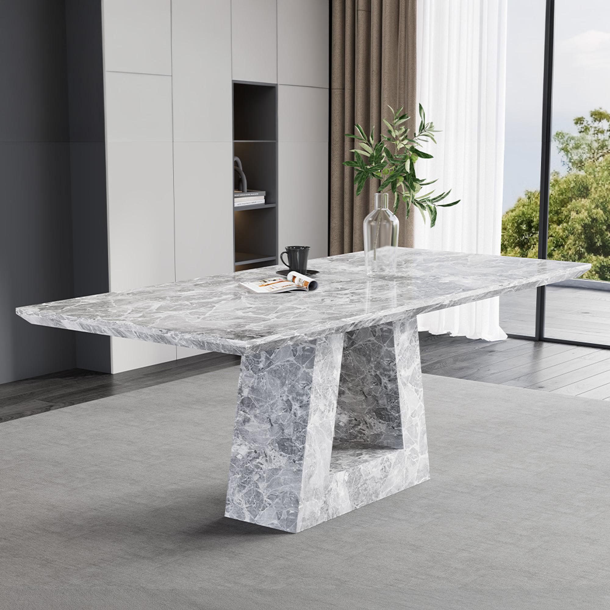 Milan Dining Table - Grey Marble - Sizes Available