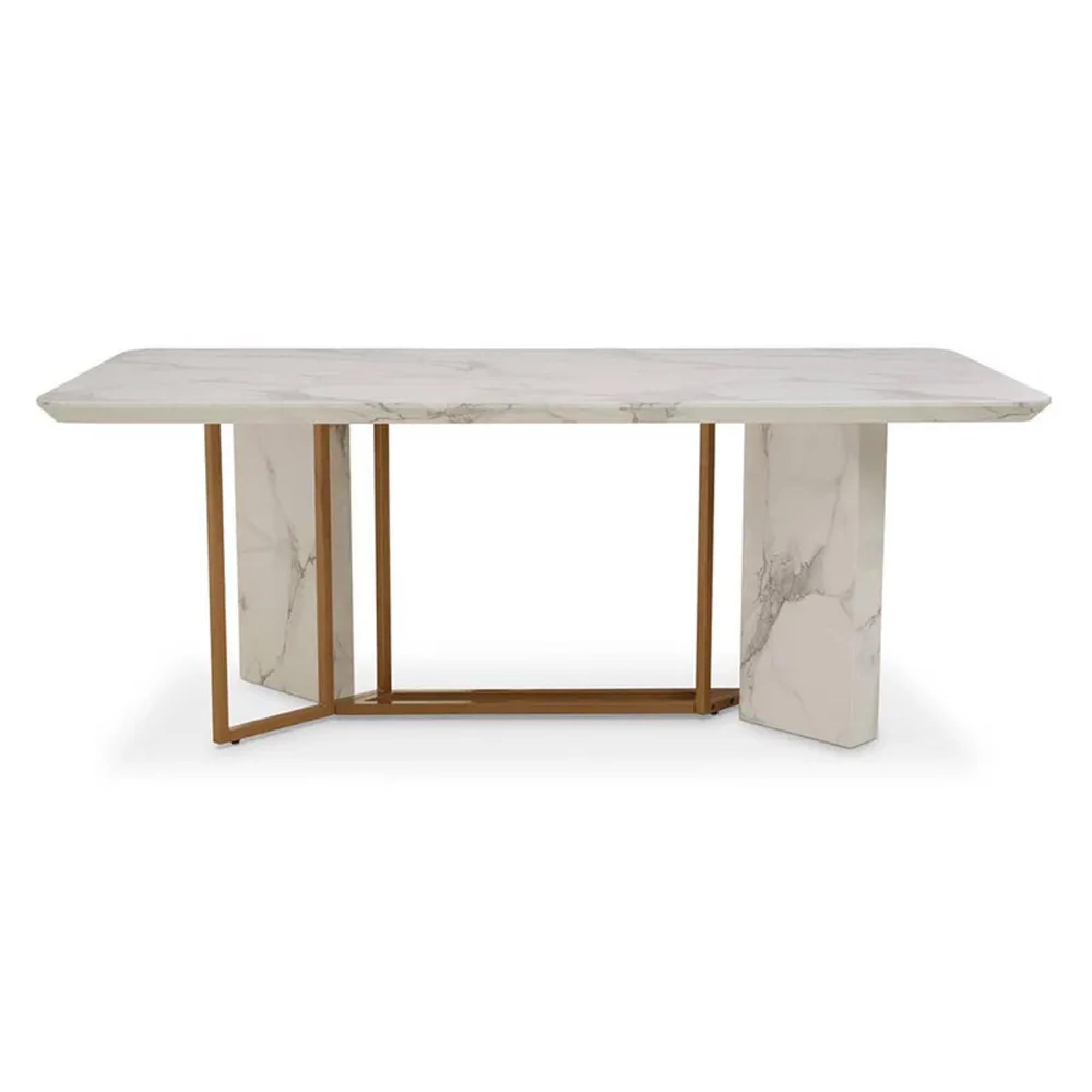 Clearance - Vieste Dining Table - 8 Seater - 200cm - White Marble - FSS16605