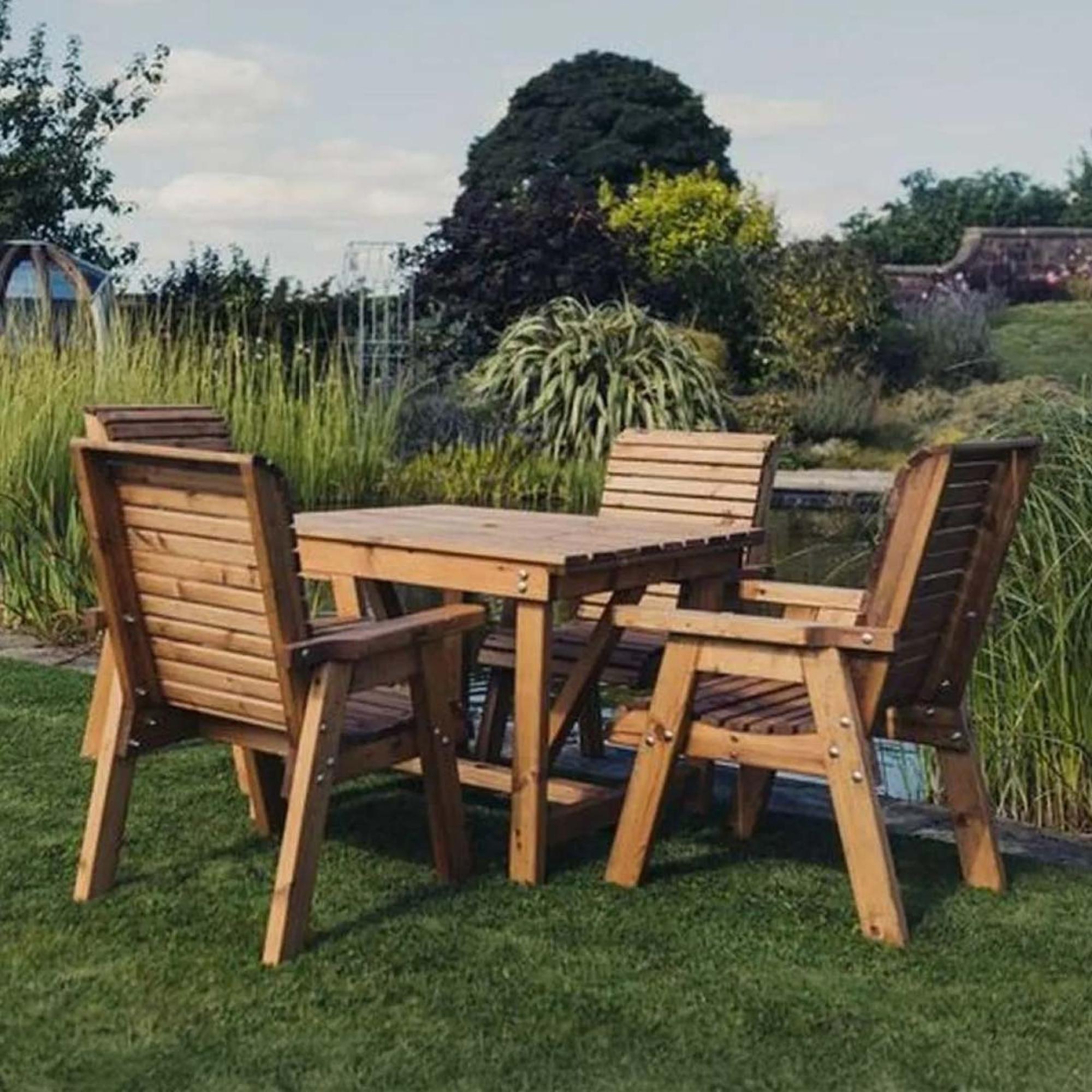 Garden Dining Set - 4 Seater - Square - Redwood