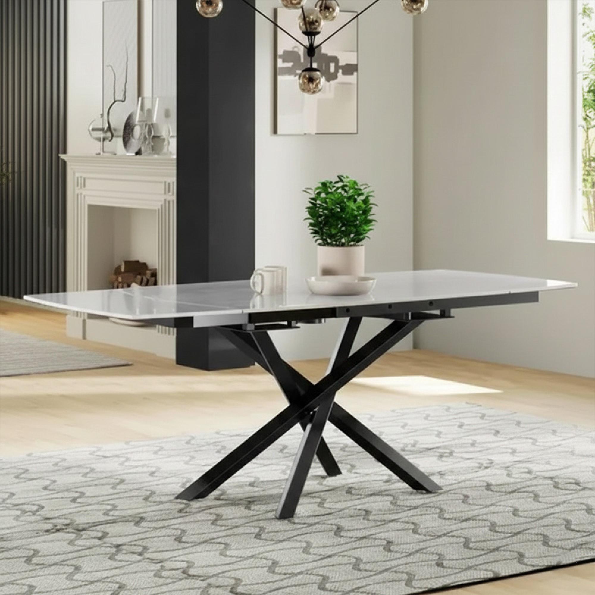 Elia Pearla Grey Ceramic 4-6 Seater Extending Dining Table - 120cm-180cm
