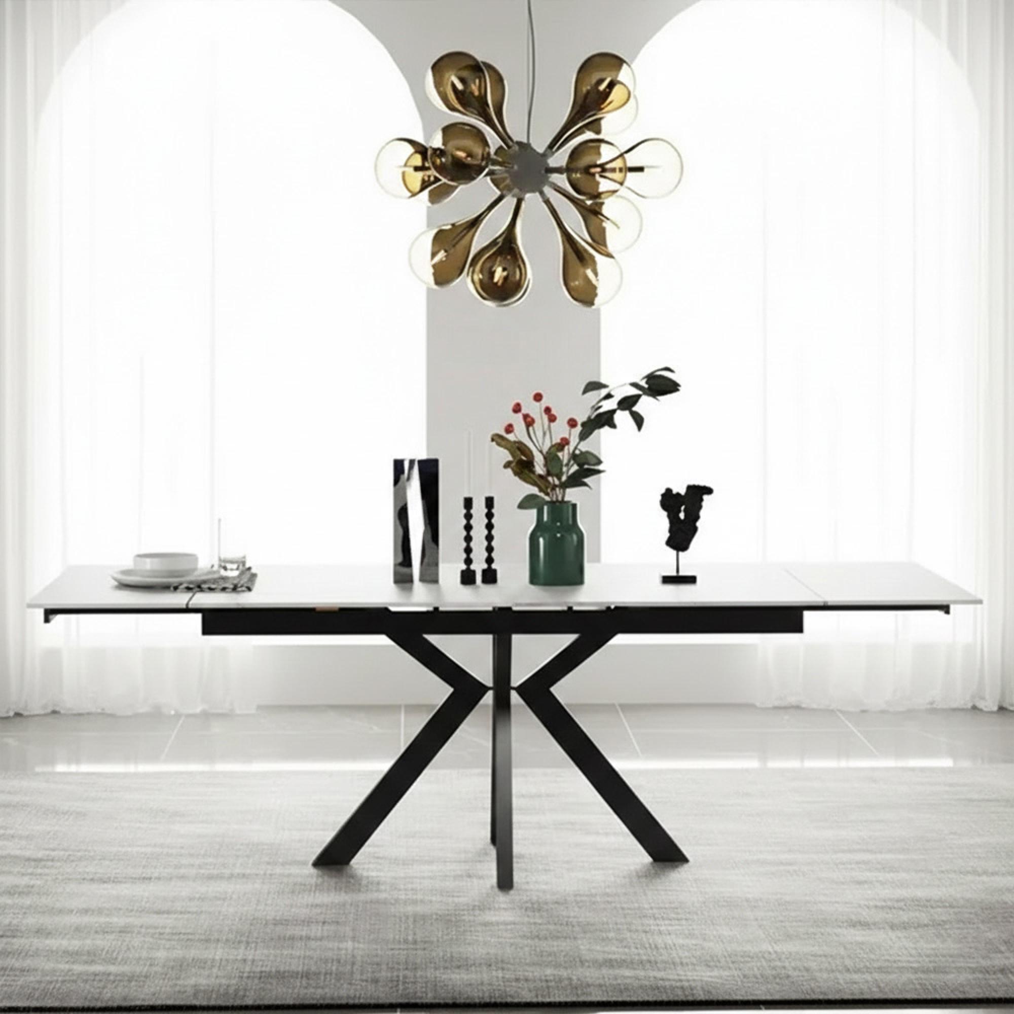 Vida Pearla Grey Ceramic 4-6 Seater Extending Dining Table