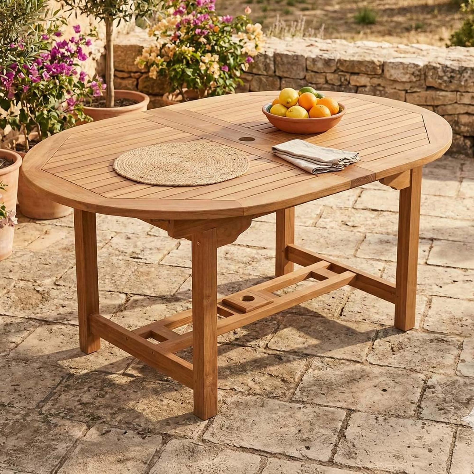 Avon Teak Oval Extending Dining Table - 150-210cm