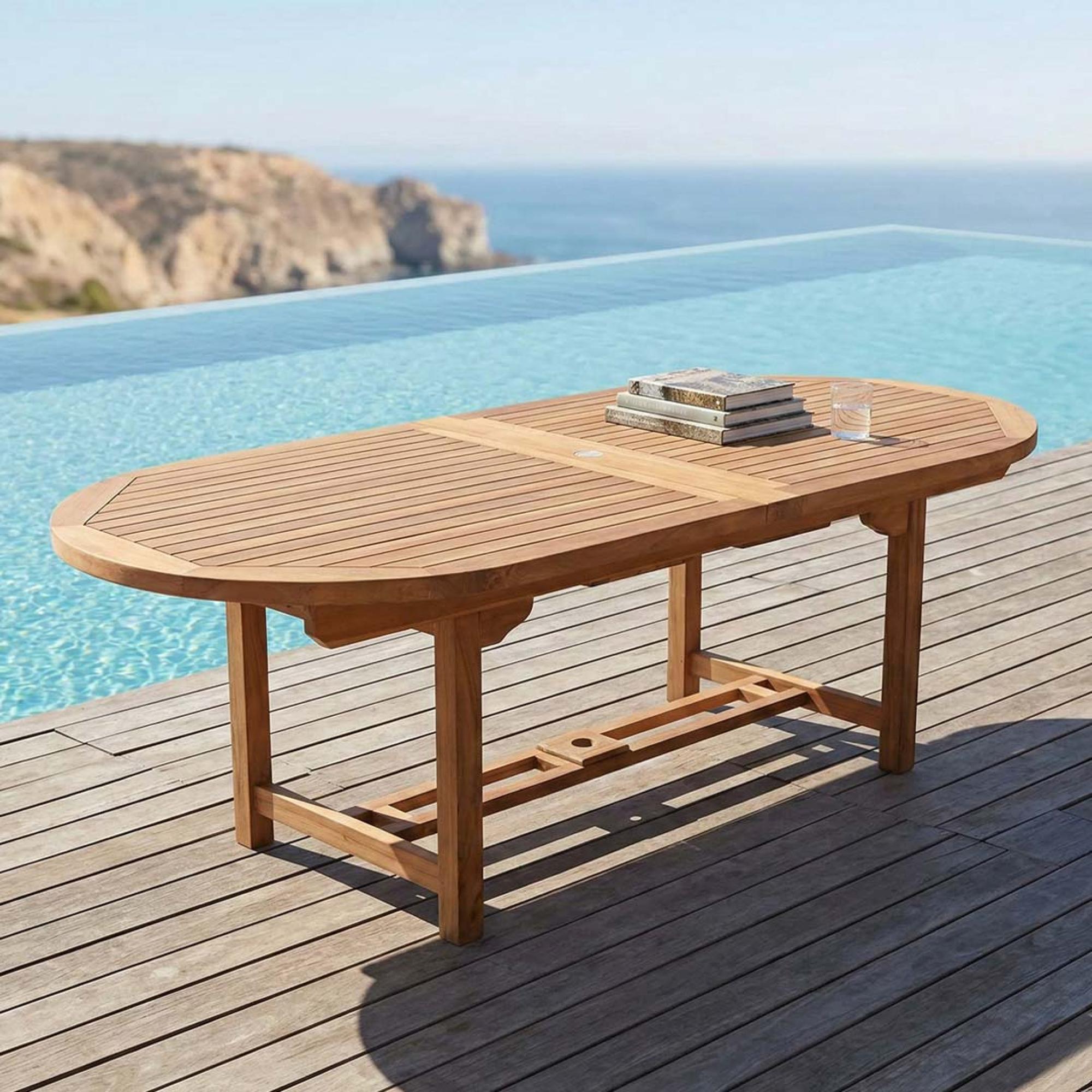 Avon Teak Oval Extending Dining Table - 240-300cm