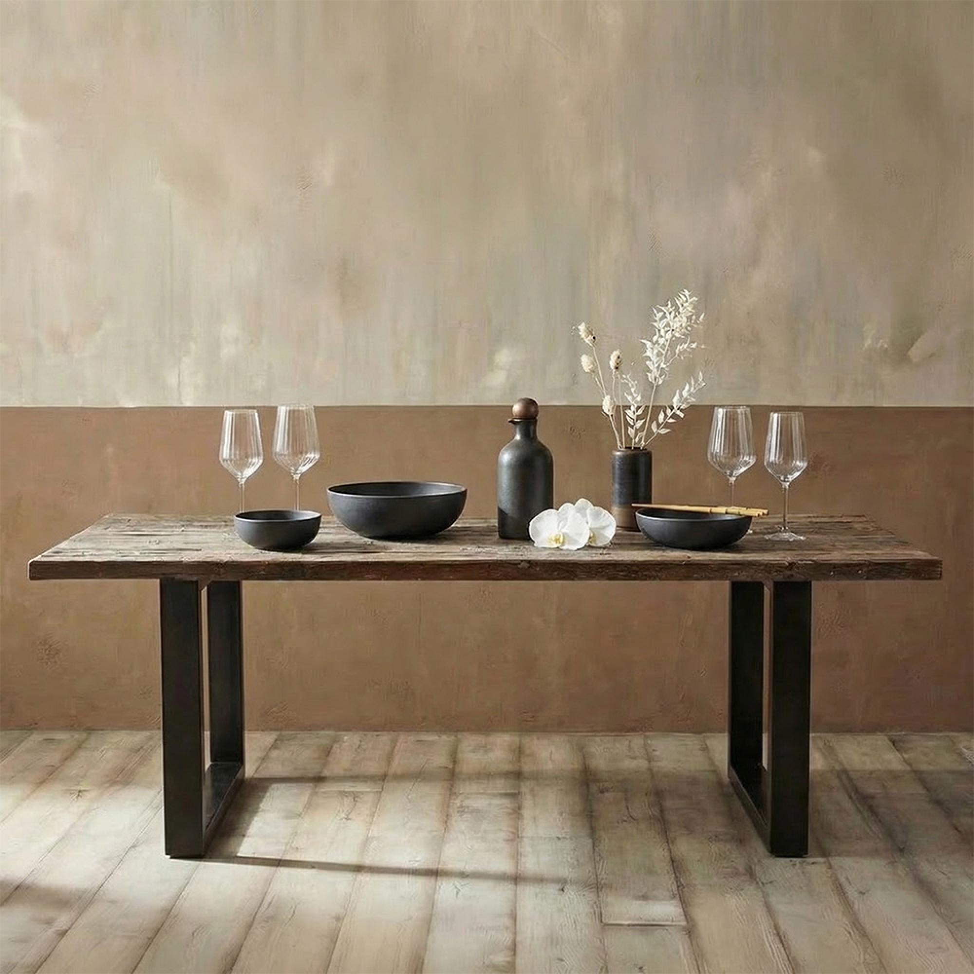 Vintage Dining Table - 6 Seater - 220cm - Wood & Metal