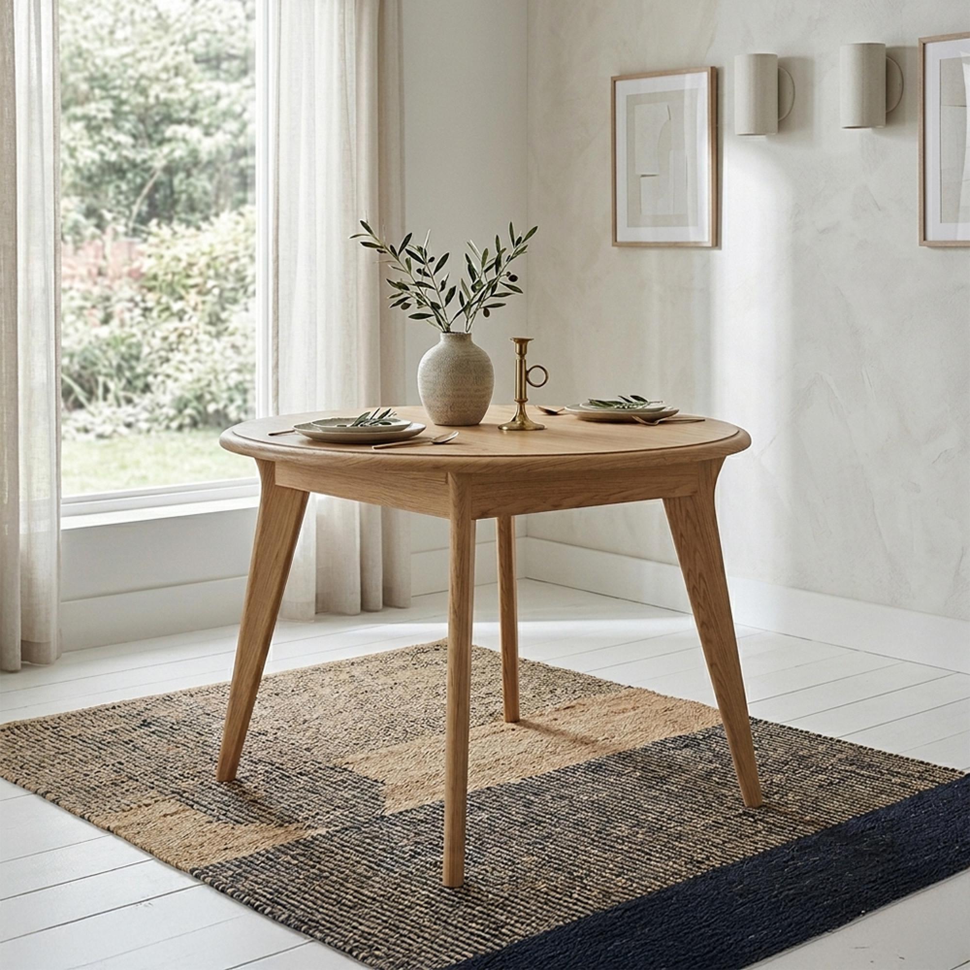 Saylor Extending Dining Table - 4-6 Seater - 105cm-140cm - Round - Oak