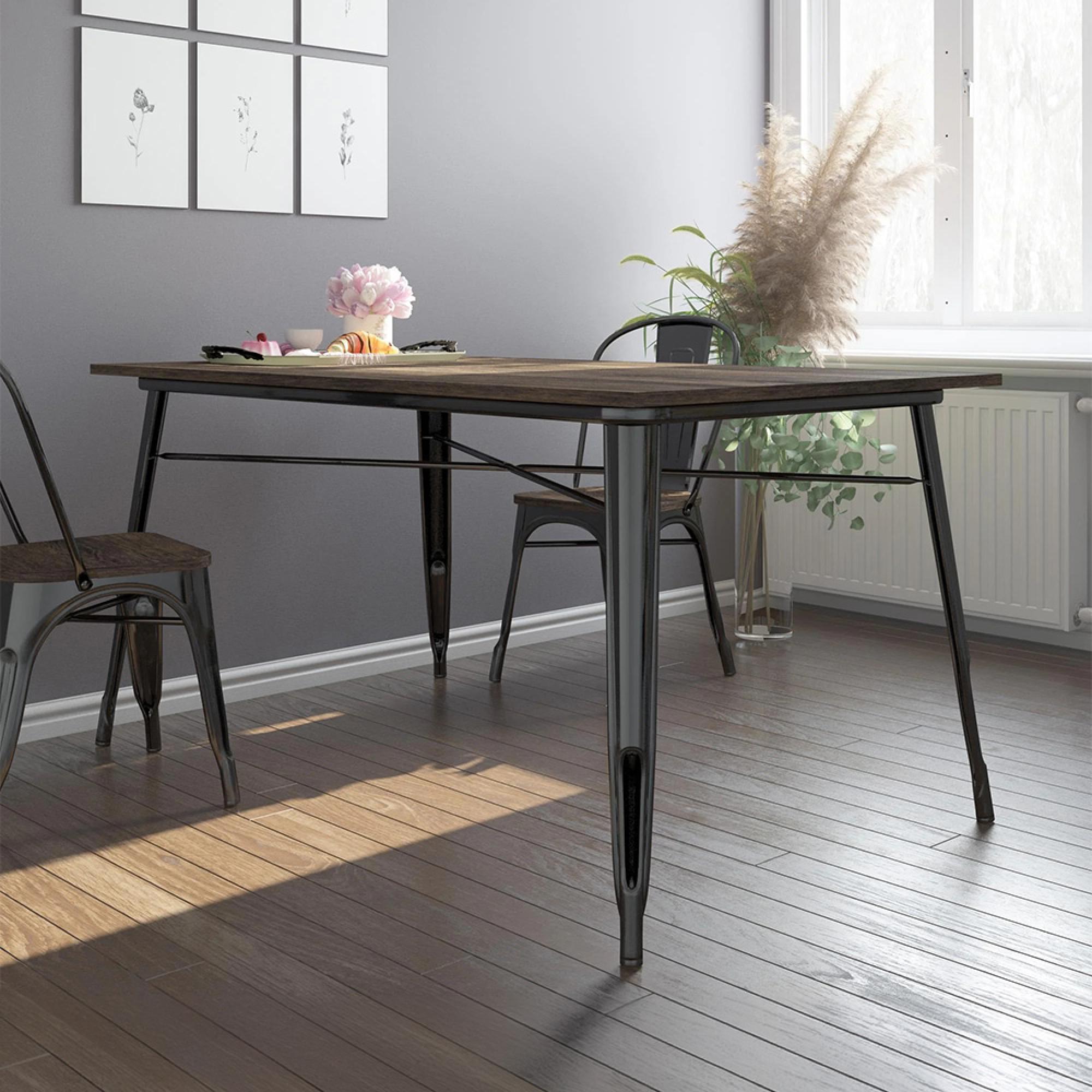 Elmwood Frio Dining Table - 6 Seater - 150cm - Black - 2139059UK
