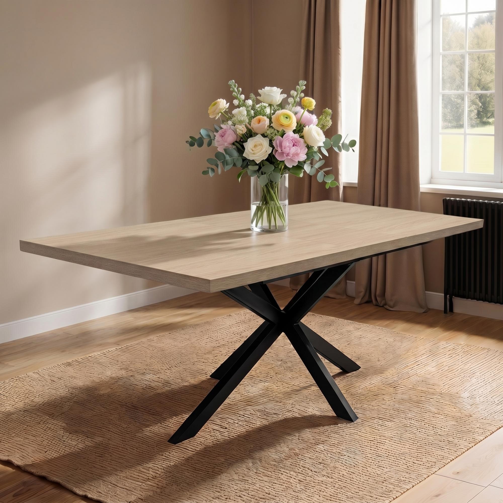 Dalton Extending Dining Table - 6-8 Seater - 160cm-200cm - Light Oak - Spider Legs
