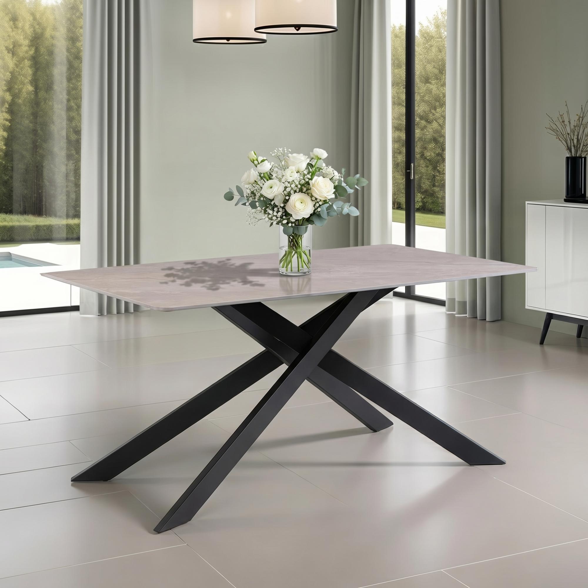 Camilla Dining Table - 6 Seater - 160cm - Rebecca Grey Sintered Stone