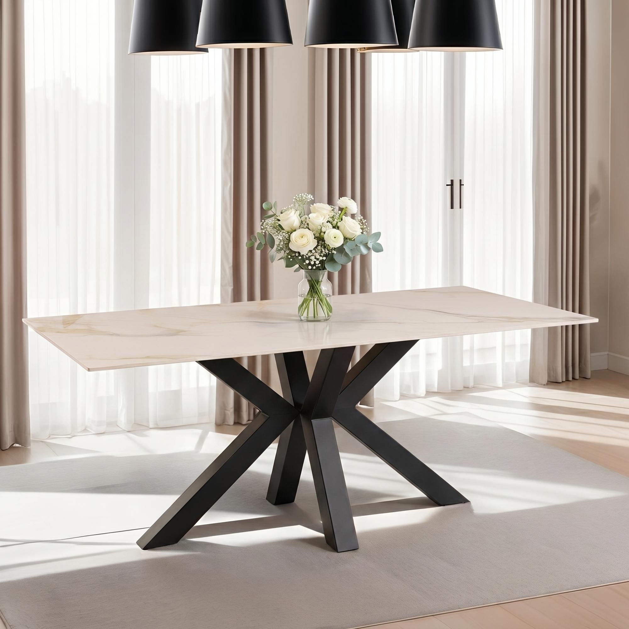 Cora Dining Table - 6 Seater - 180cm - Kass Gold Sintered Stone