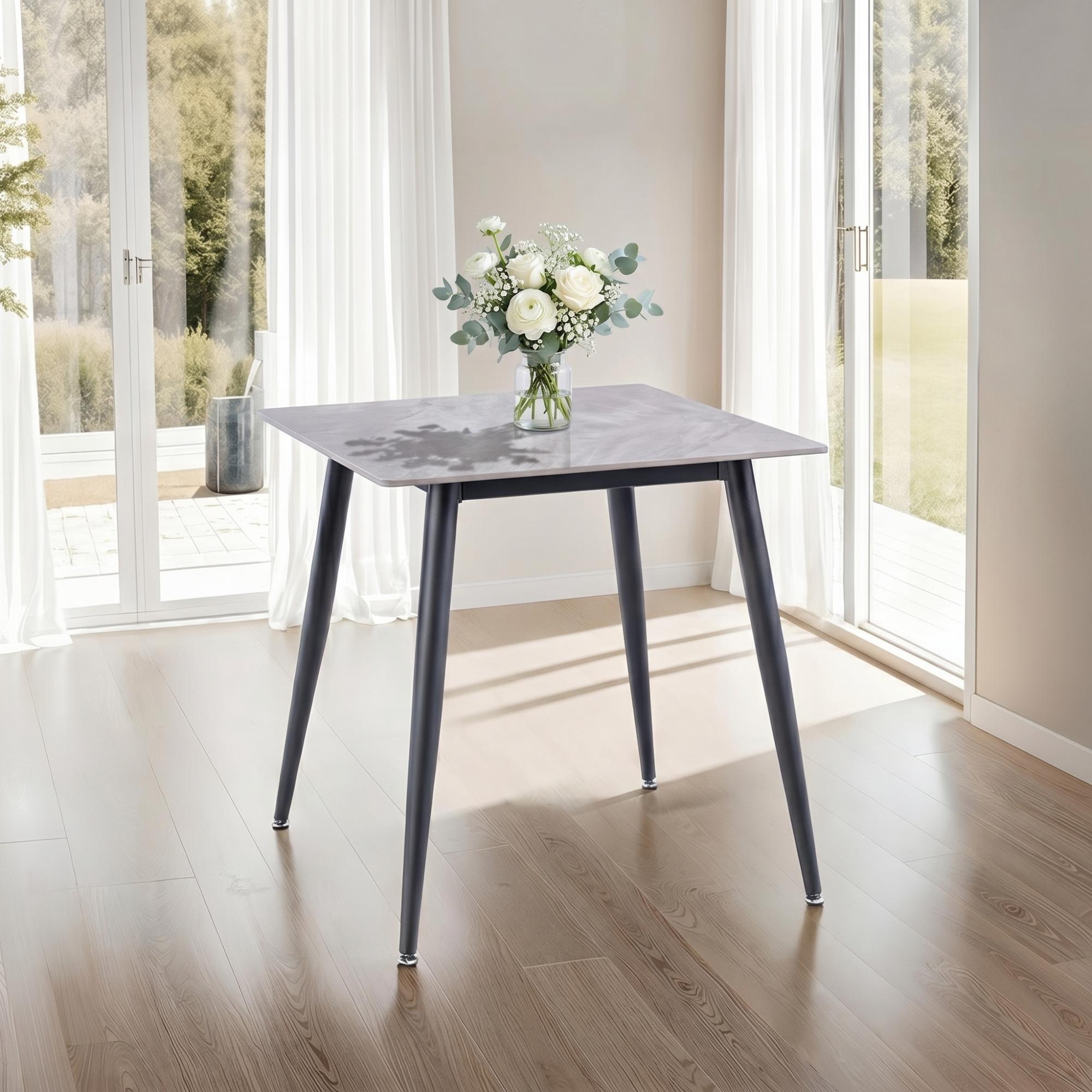 Lavina Dining Table - 2 Seater - 75cm - Square - Rebecca Grey Sintered Stone