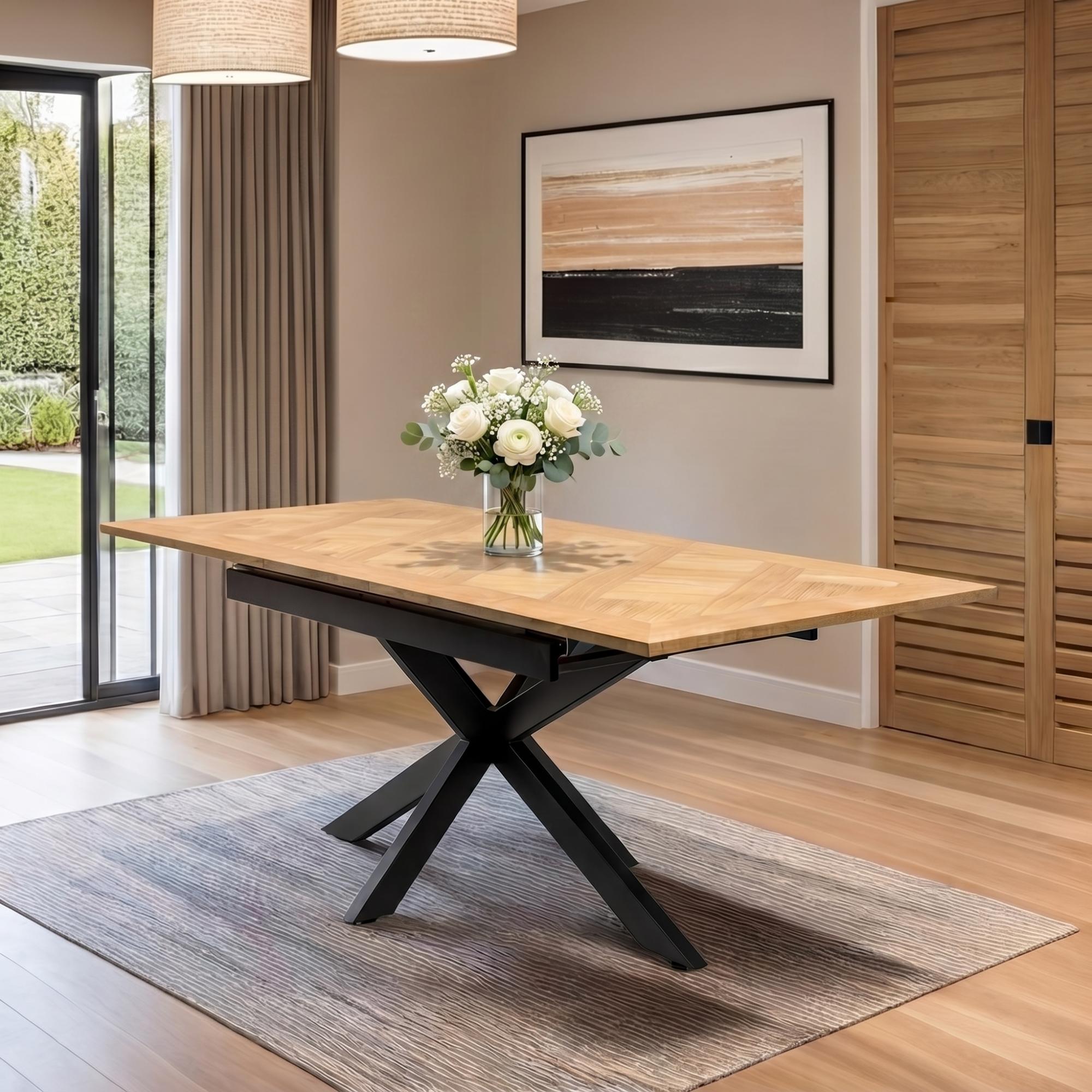 Payton Extending Dining Table - 6-8 Seater - 160cm-200cm - Spider Legs - Oak