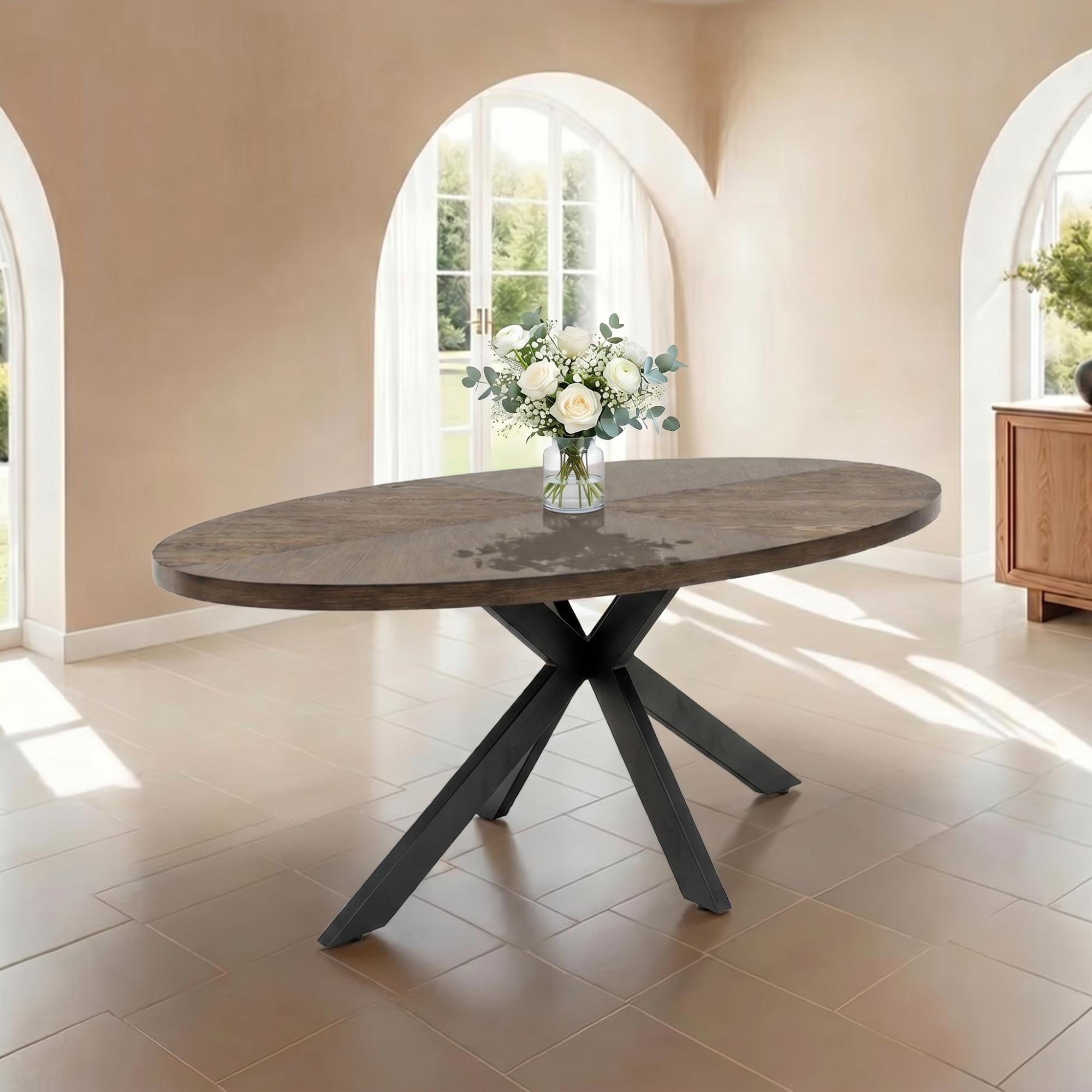 Samara Dining Table - 8 Seater - 180cm - Oval - Spider Legs - Dark Oak