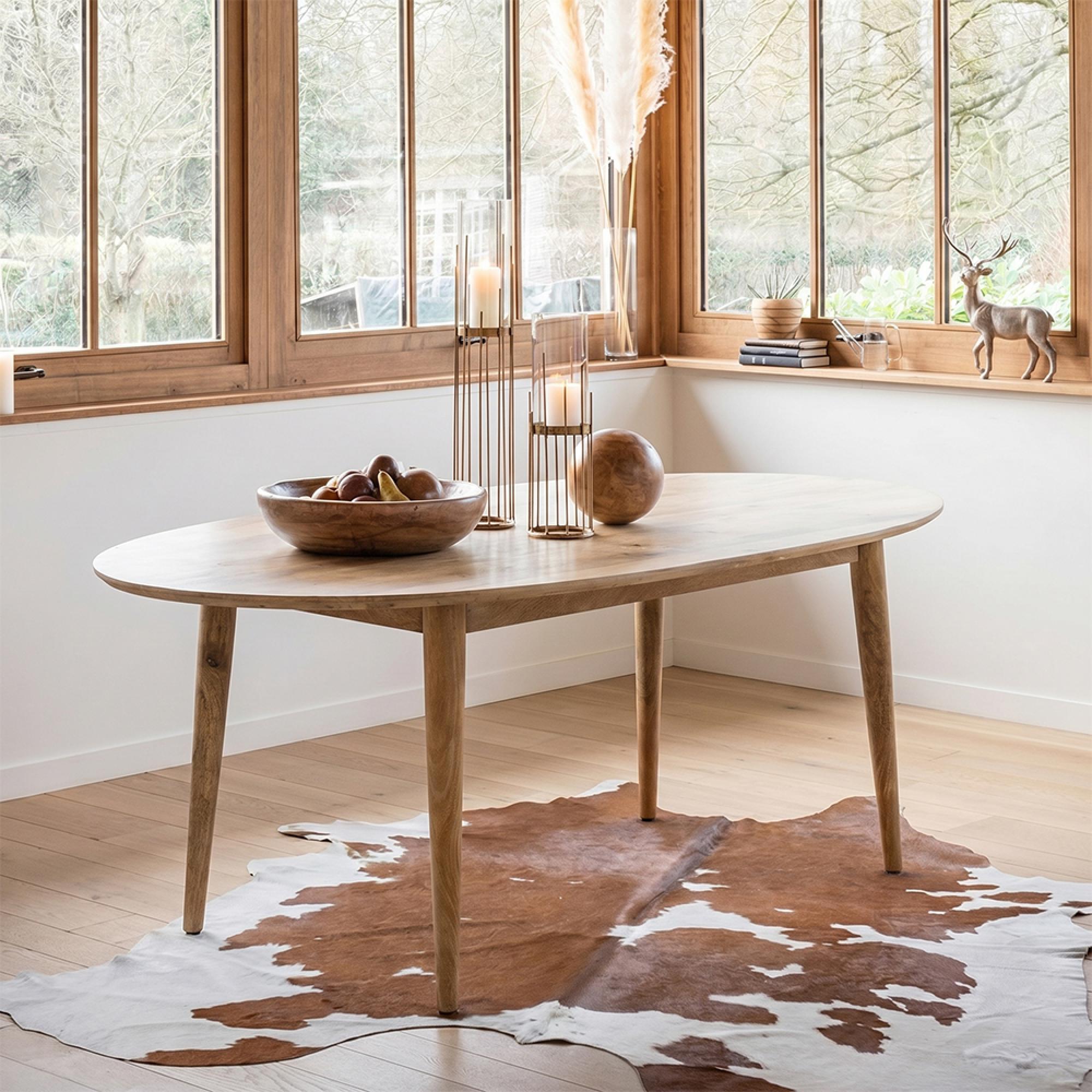 Camille Dining Table - 200cm - 8 Seater - Oval - Natural - Mango Wood