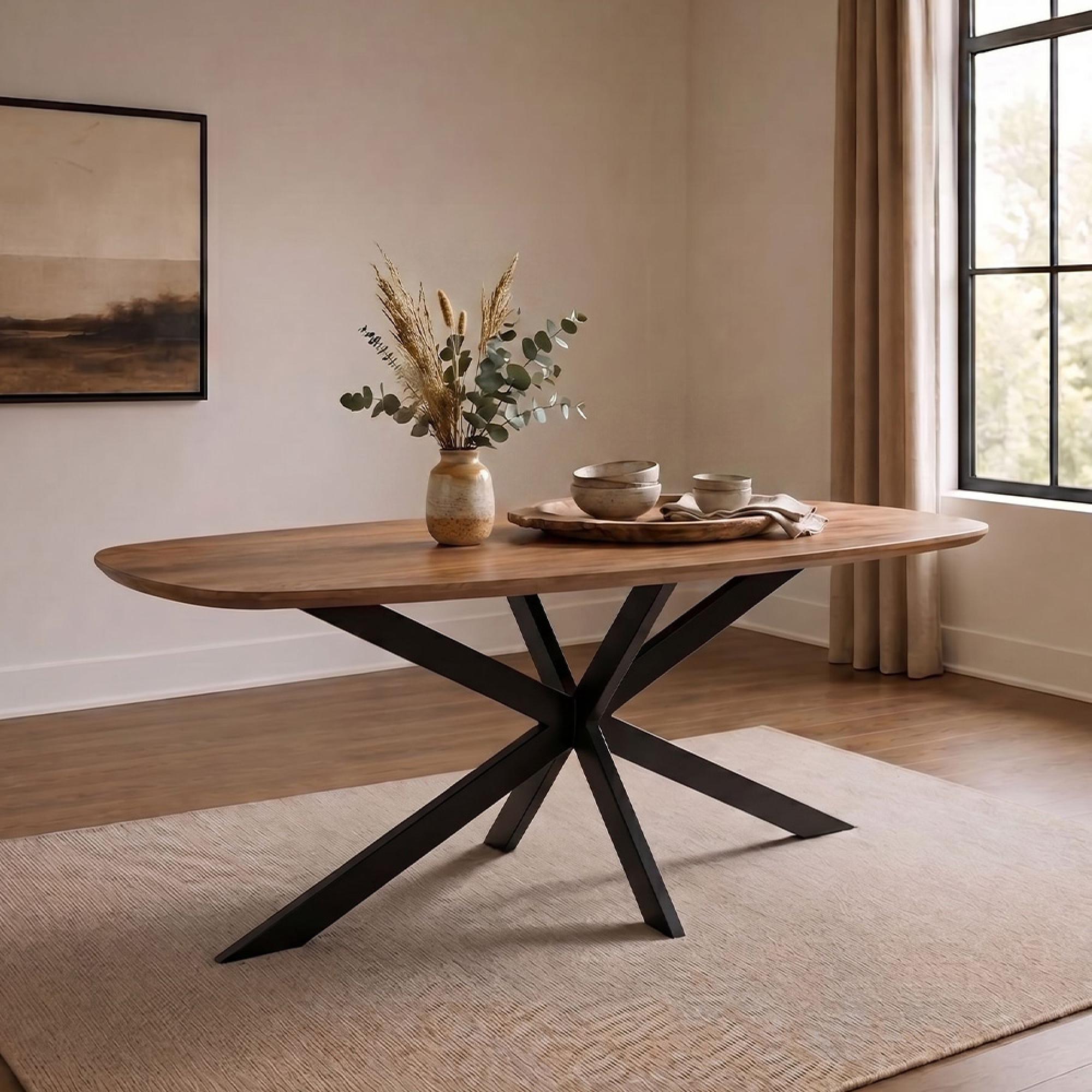 Jesper Dining Table - 210cm - 8 Seater - Star Base - Natural - Mango Wood