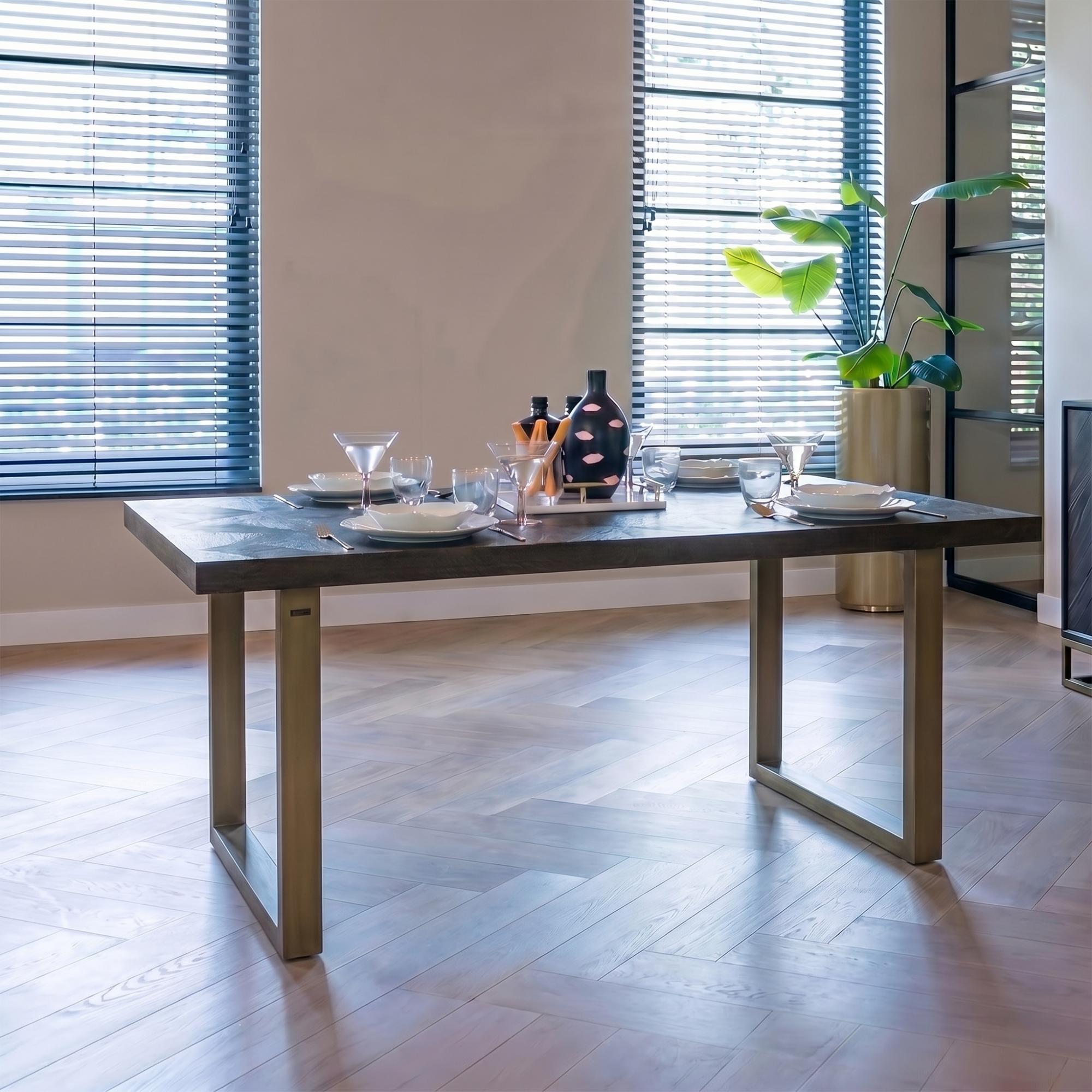 Luxor Brushed Brass Ribbed 8 Seater Dining Table