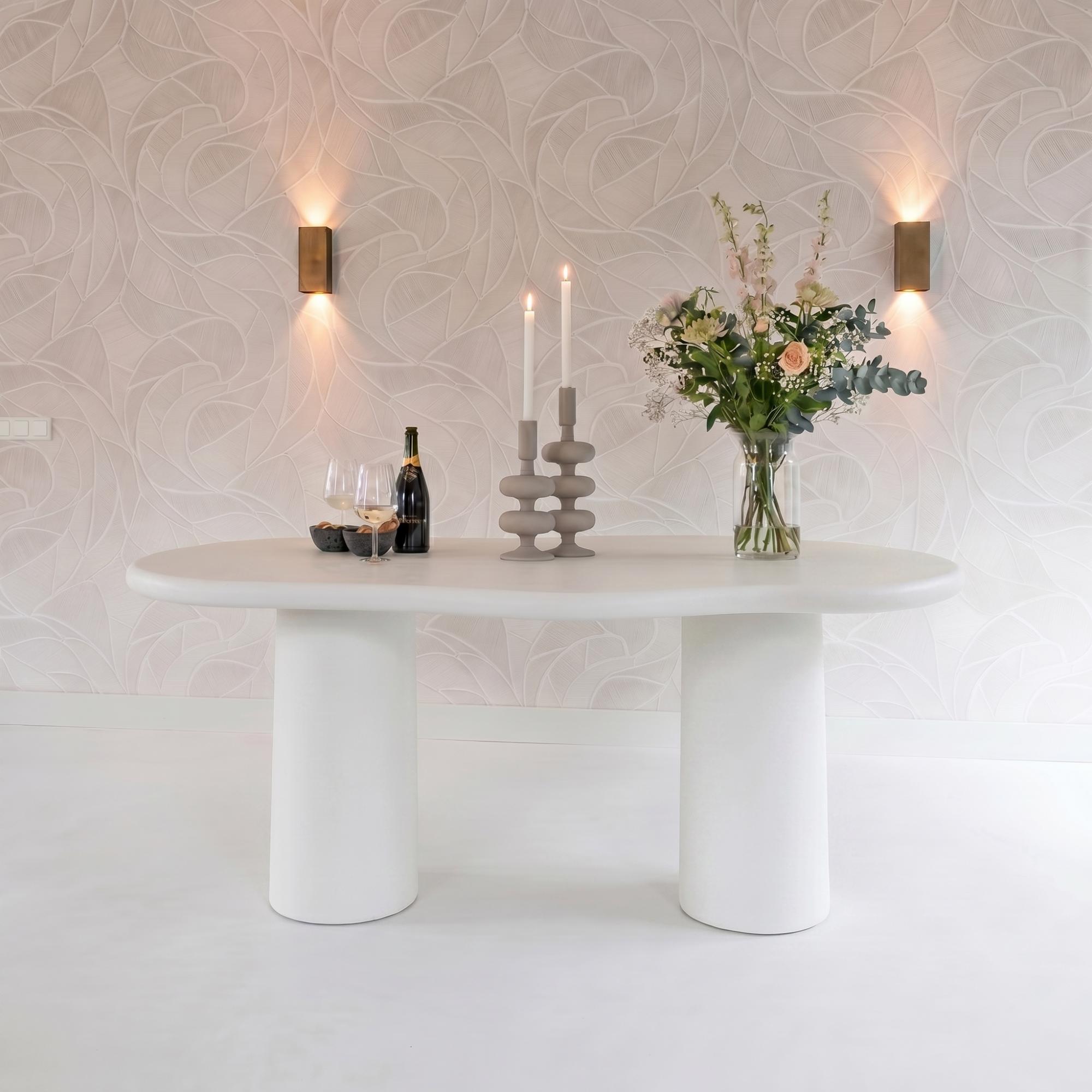 Bloomstone Dining Table - 230cm - 10 Seater - Double Pedestal - White