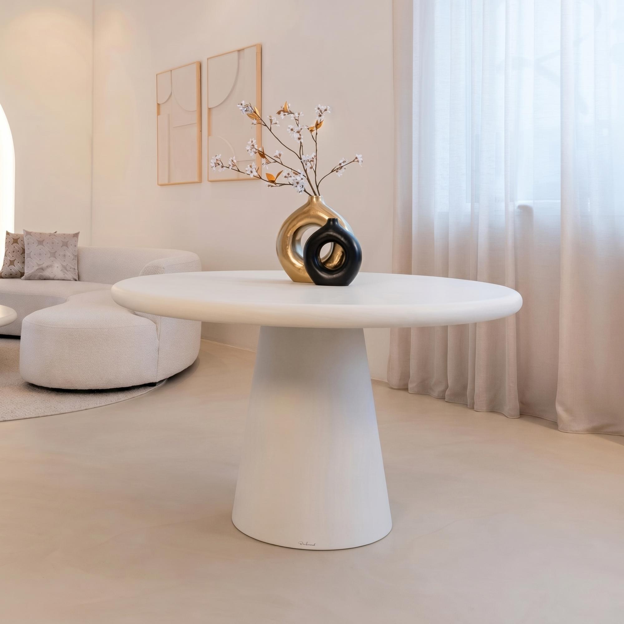 Bloomstone White Lime Plaster 4 Seater Round Pedestal Dining Table
