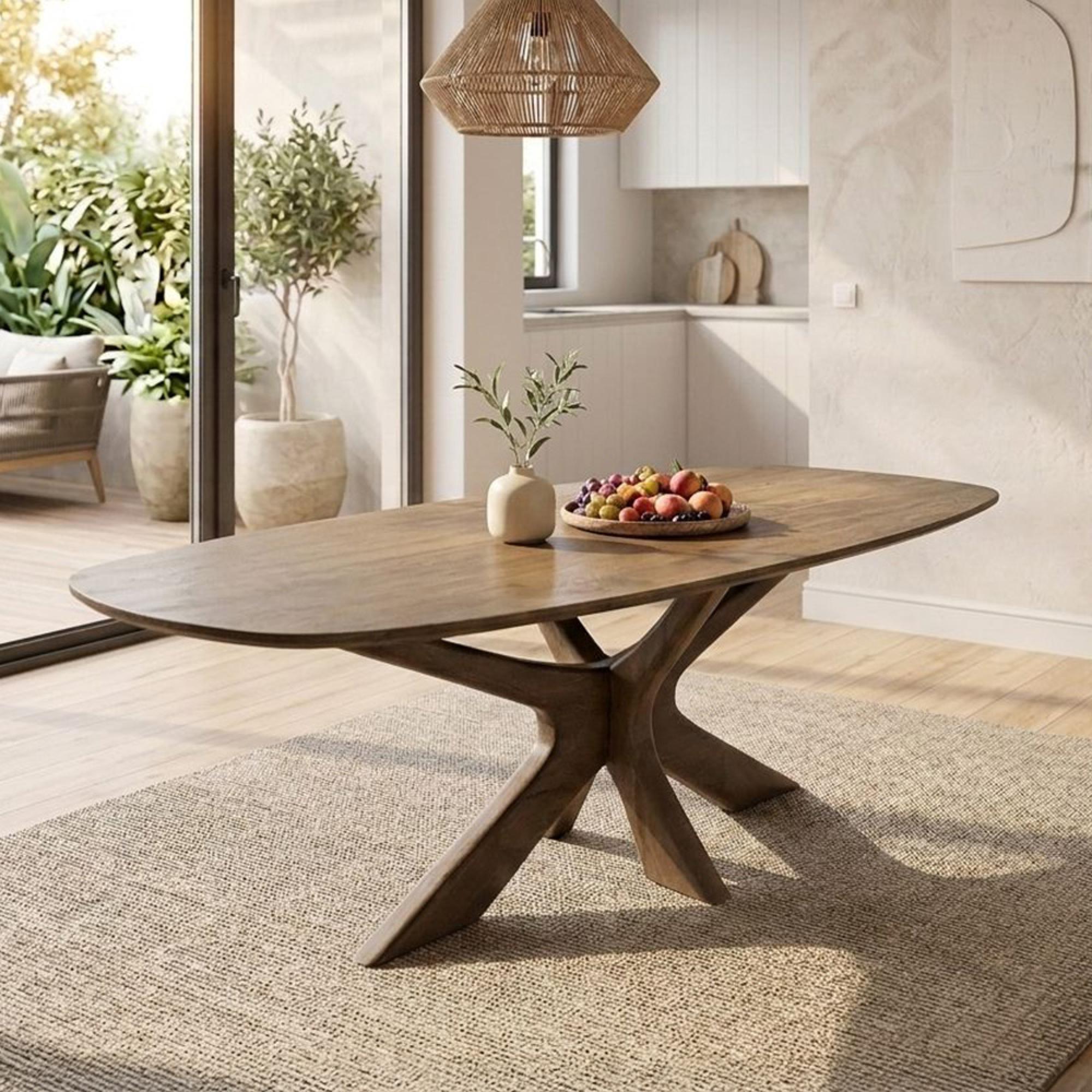 Montereux Dining Table - 220cm - 8 Seater - Oval - Spider Legs - Malta - Mango Wood