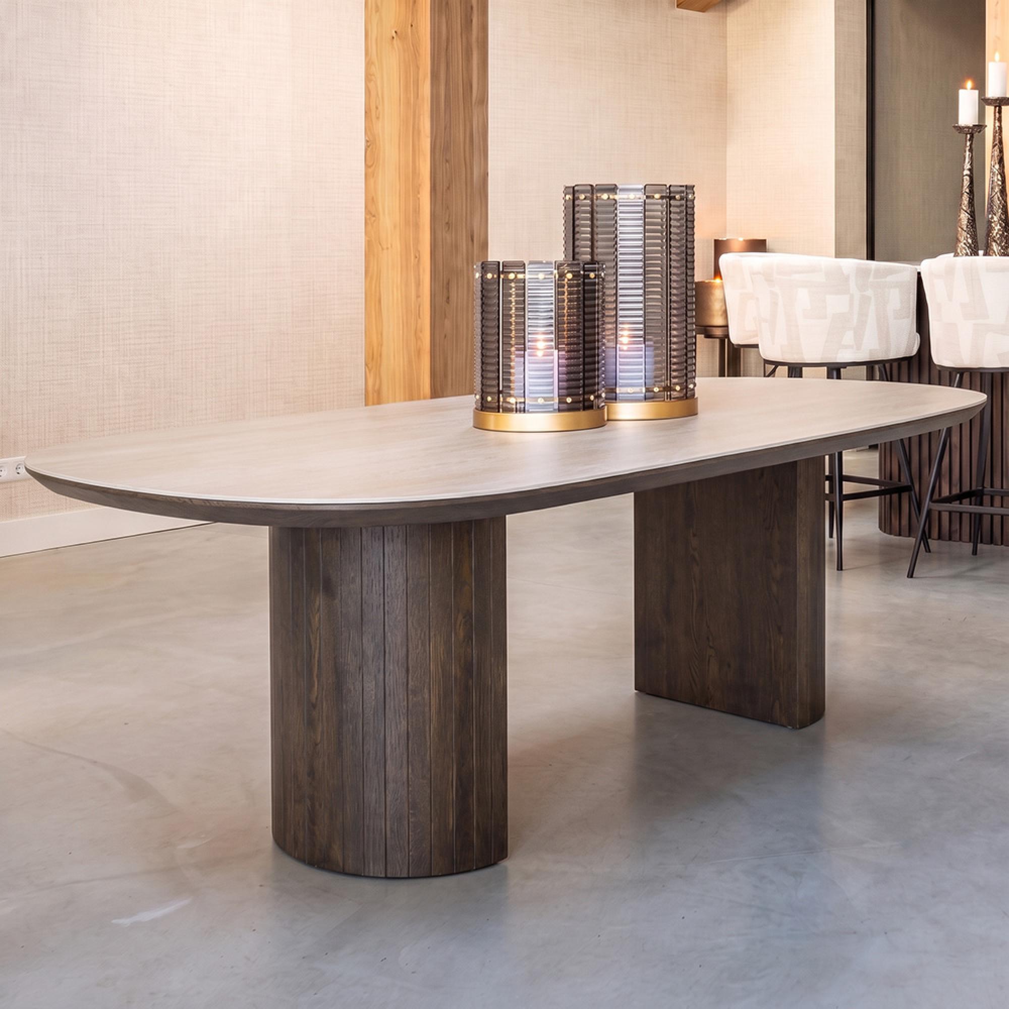 Ritz Beige Ceramic Top 10 Seater Pedestal Dining Table