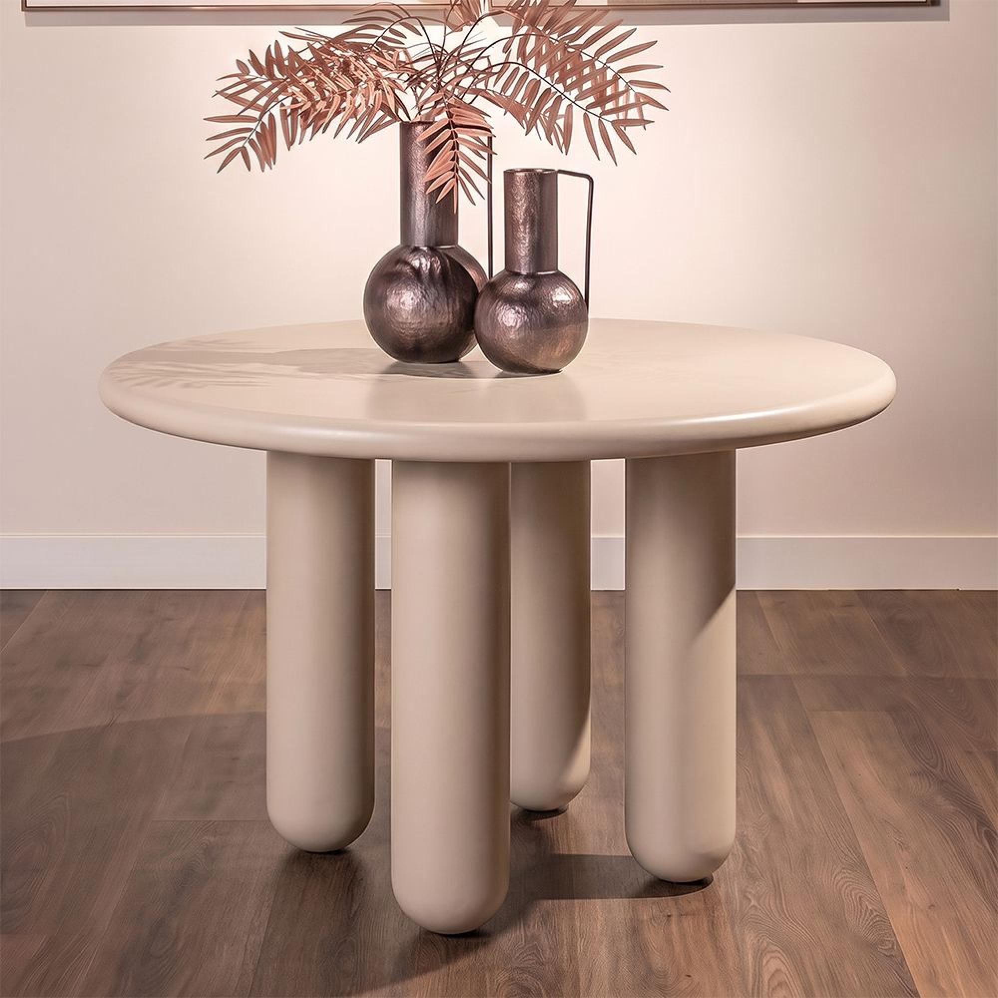 Calma Dining Table - 120cm - 4 Seater - Round - Beige - Recycled Wood