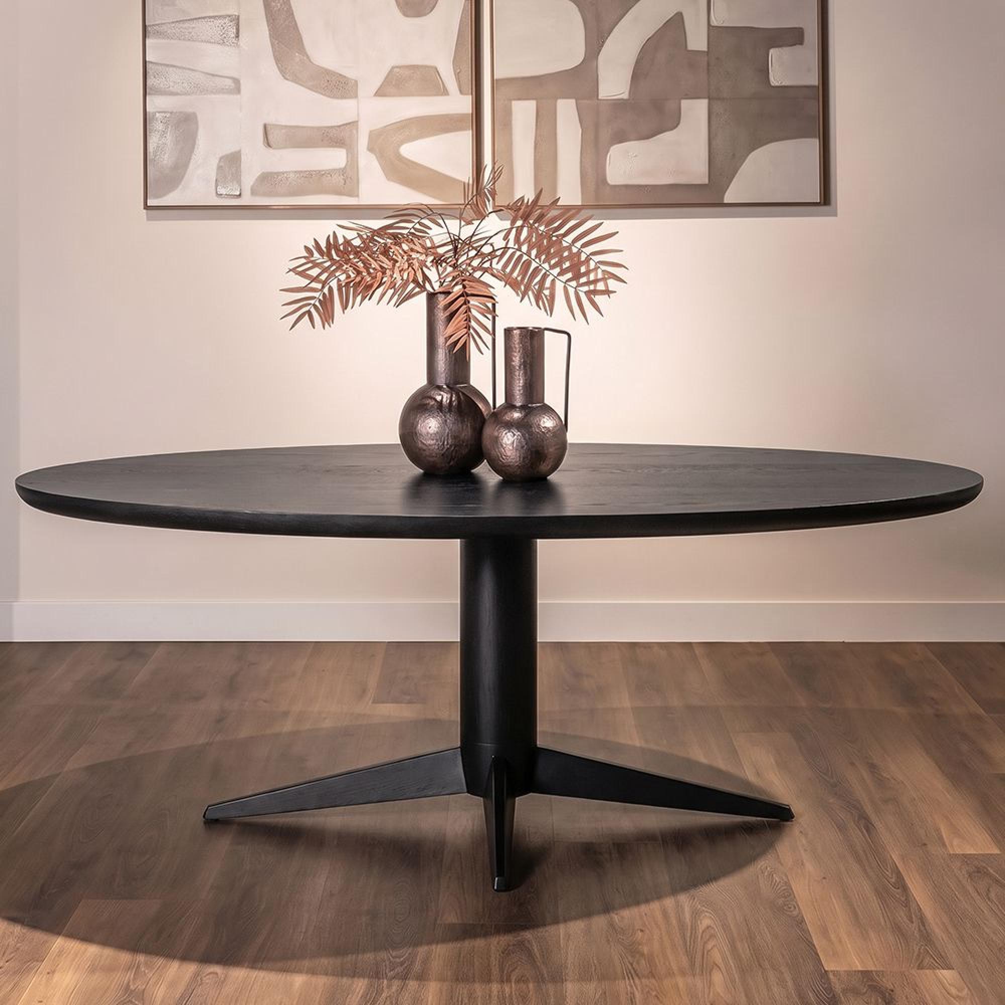 Rayford Dining Table - 230cm - 10 Seater - Oval - Black - Oak and Metal