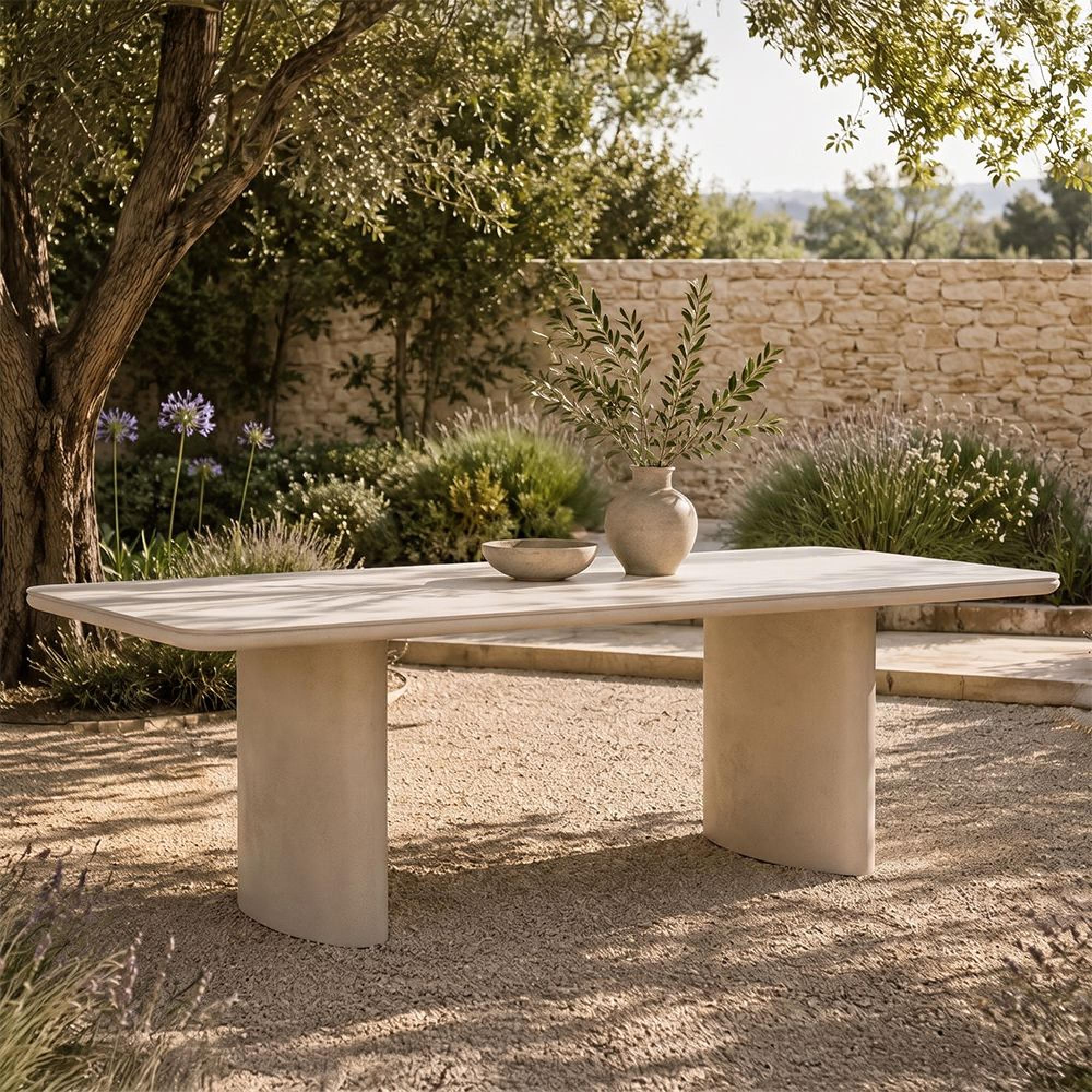 Senza Outdoor Dining Table - 220cm - 10 Seater - Light Beige - Aluminum