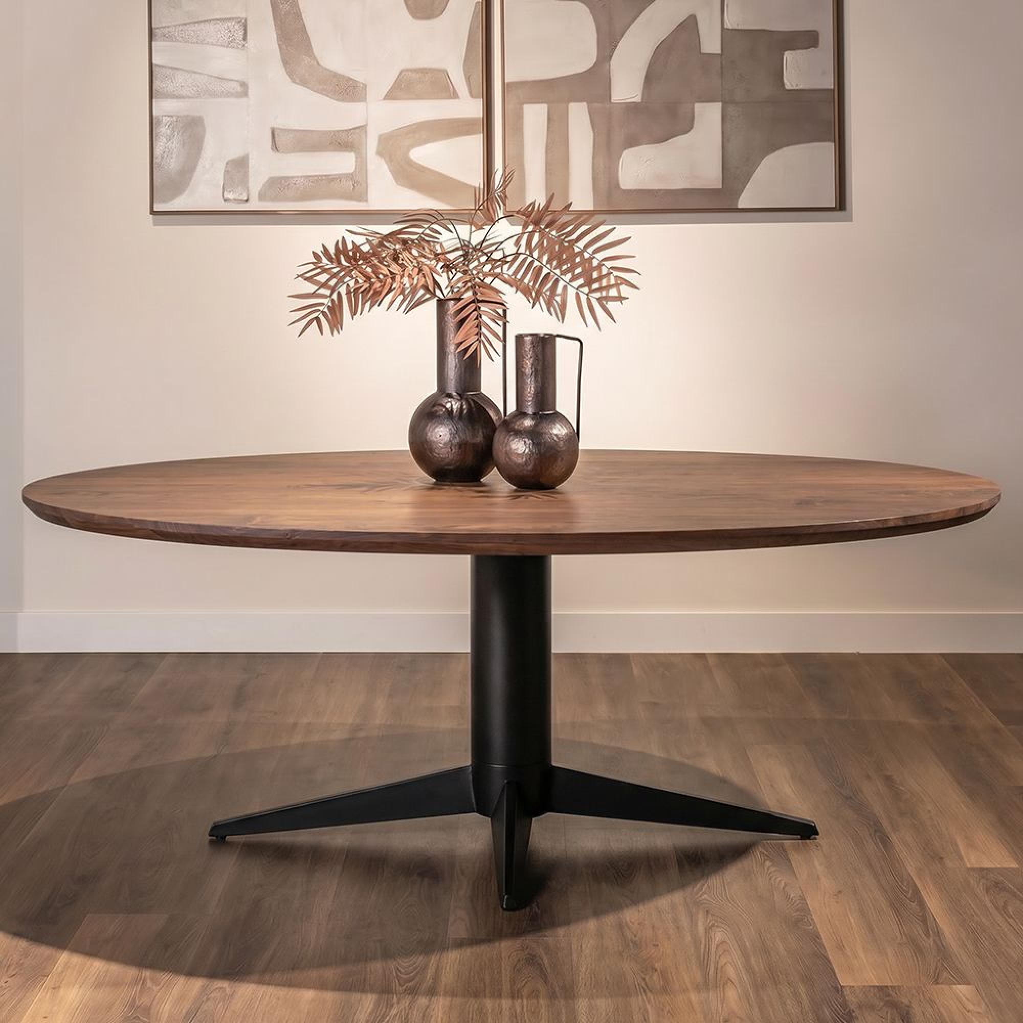 Stafford Dining Table - 230cm - 10 Seater - Oval - Spicebrown and Black - Mango Wood and Metal