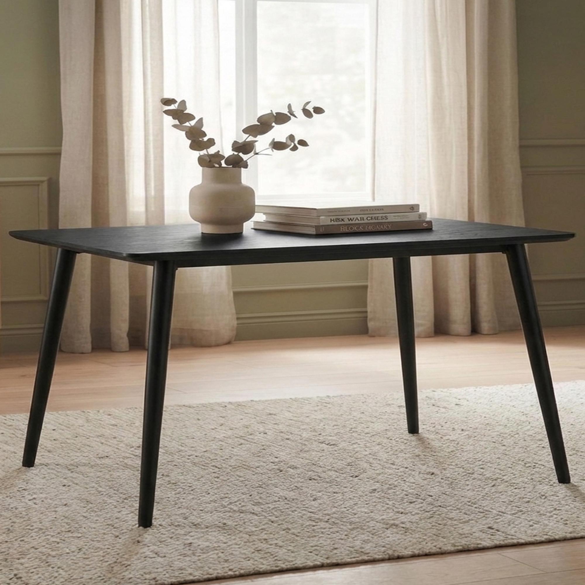 Horizon Dining Table - 180cm - 6 Seater - Black - Wood and Metal
