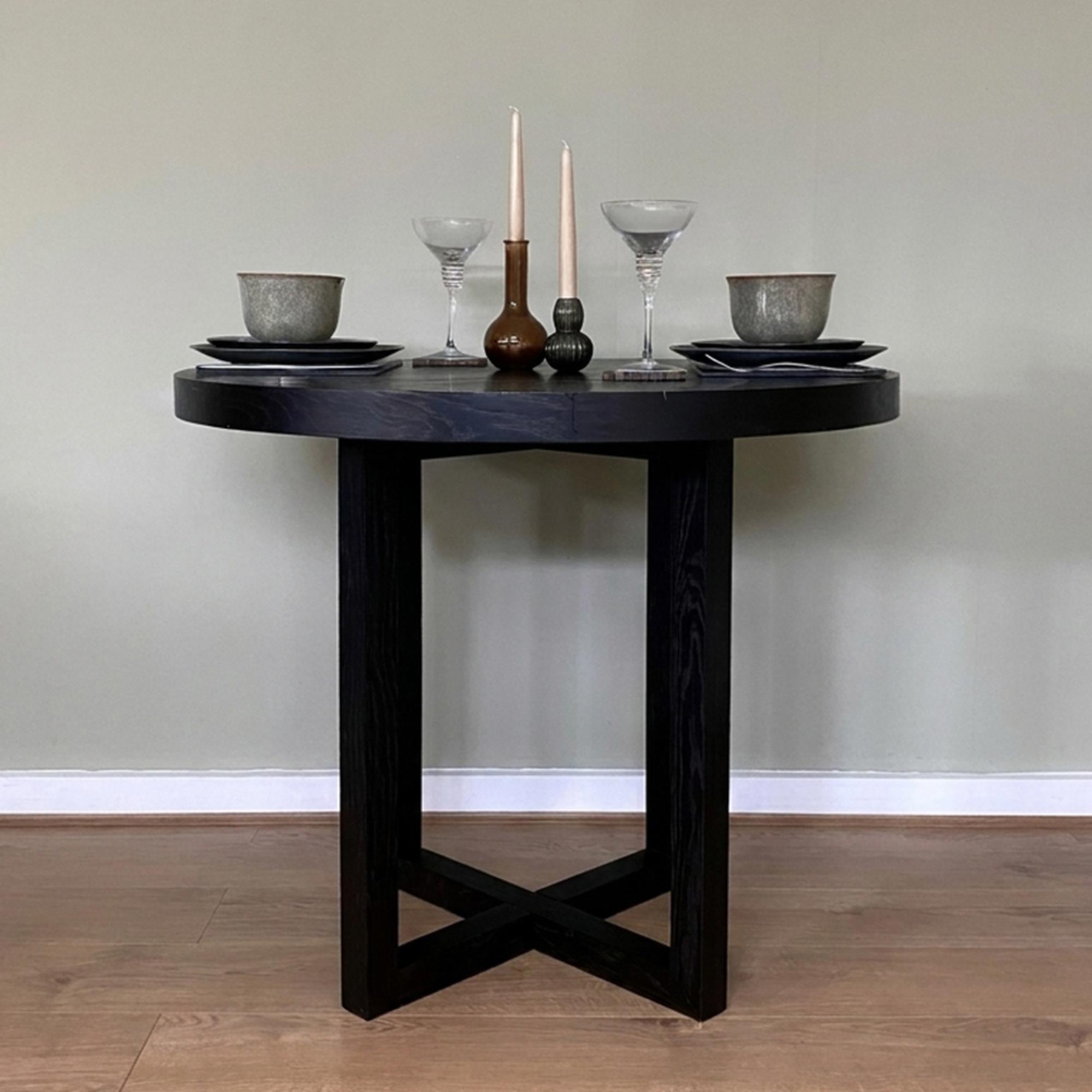 Iris Coffee Table - 90cm - 2 Seater - Round - Wenge Black - Wood