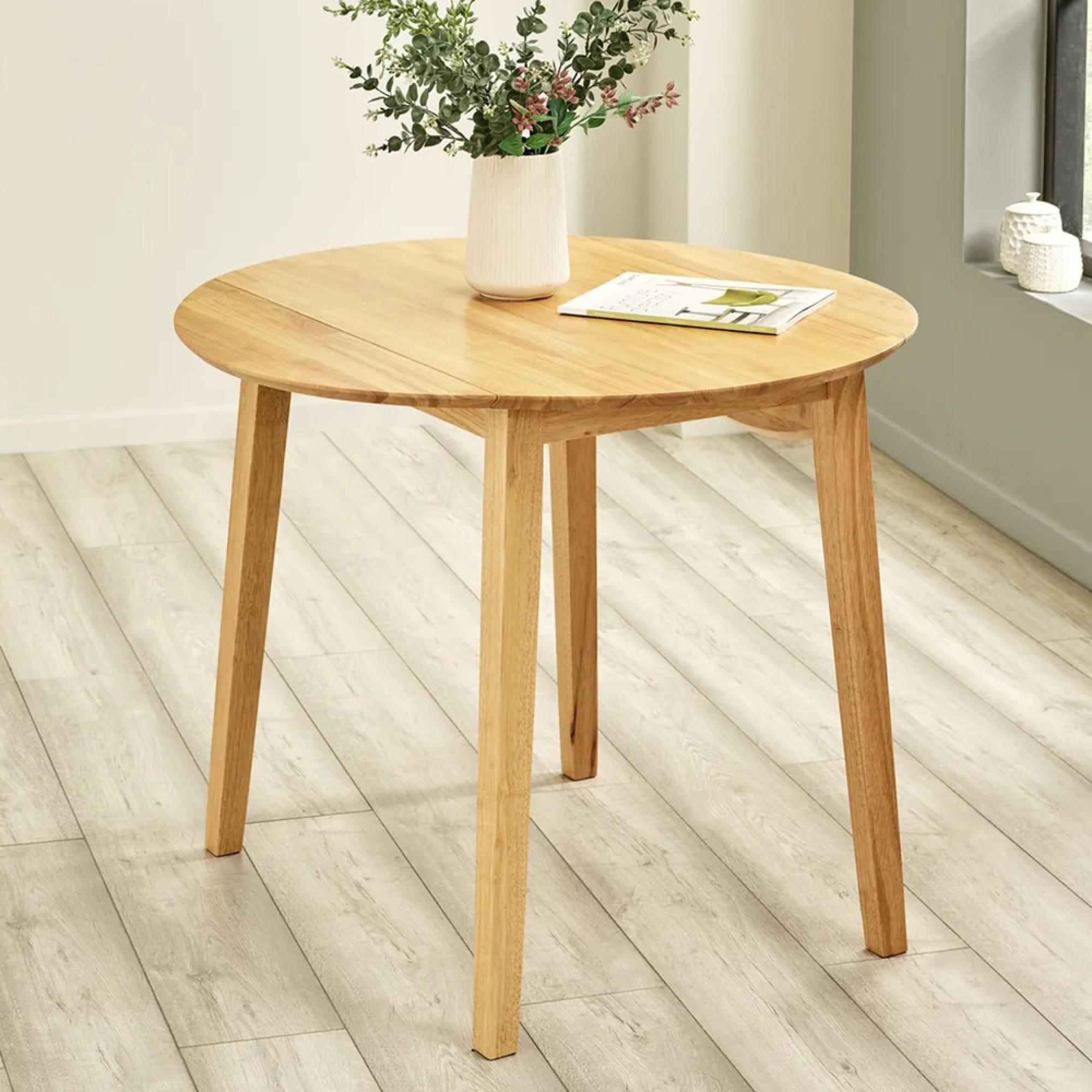 Coast Drop Leaf Dining Table - 55cm-90cm - 2-4 Seater - Round - Natural - Solid Wood