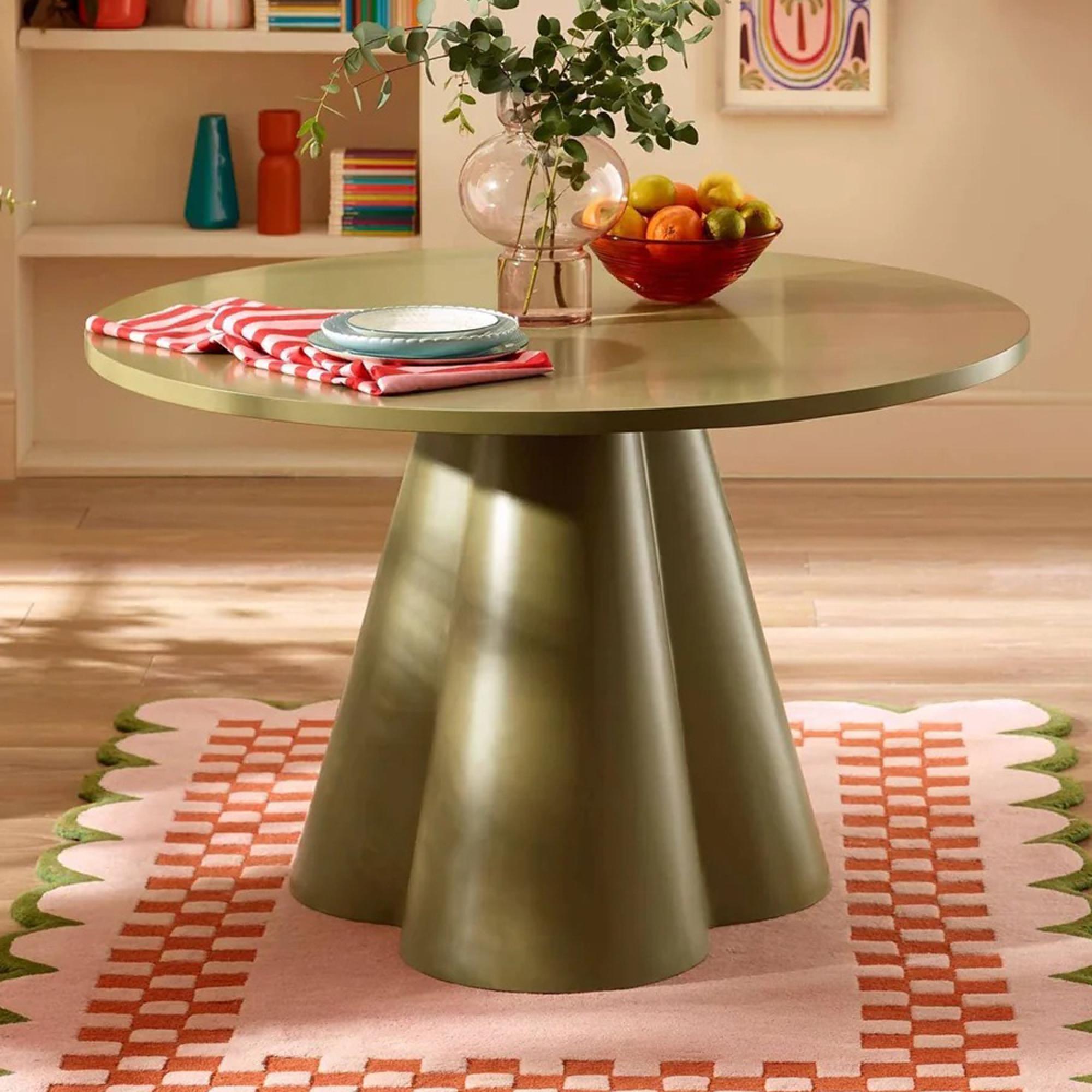 Fable Dining Table - 120cm - 6 Seater - Round - Pedestal Base - Green - Wood