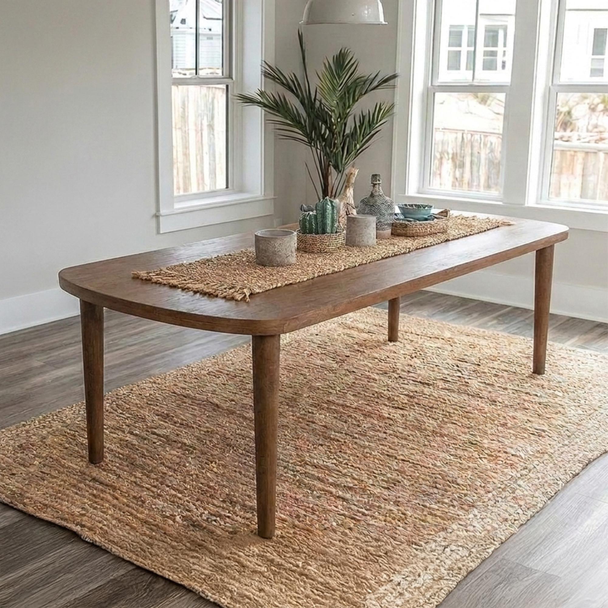 Babel Curved Dining Table - 200cm - 8 Seater - Natural - Wooden