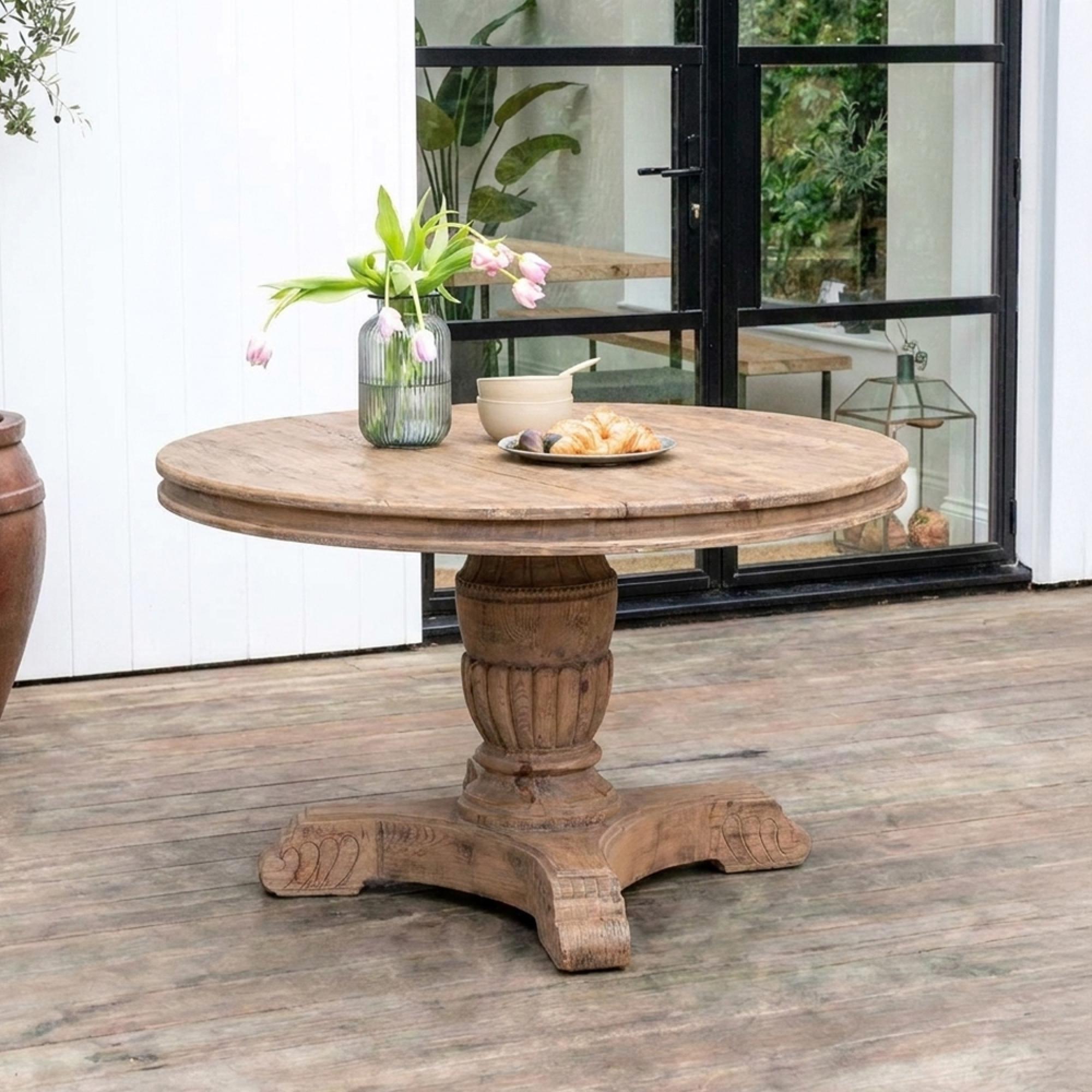 Madison Dining Table - 160cm - 6 Seater - Pedestal - Brown - Wooden