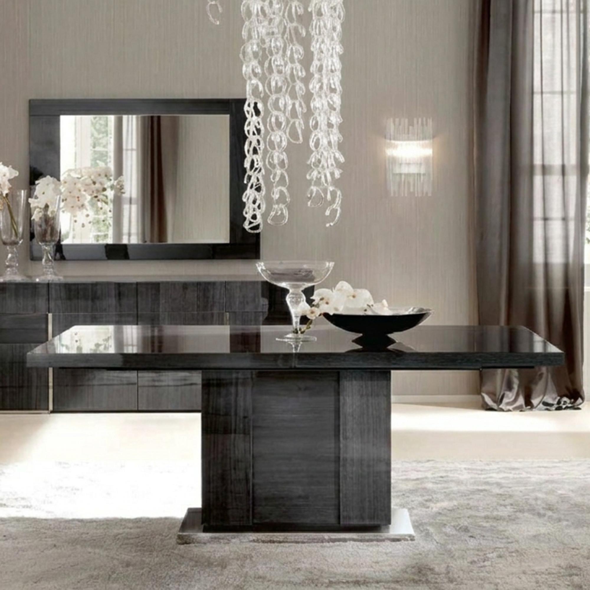 Montecarlo Extending Dining Table - 160cm-210cm - 6-8 Seater - Pedestal - Grey Koto High Gloss