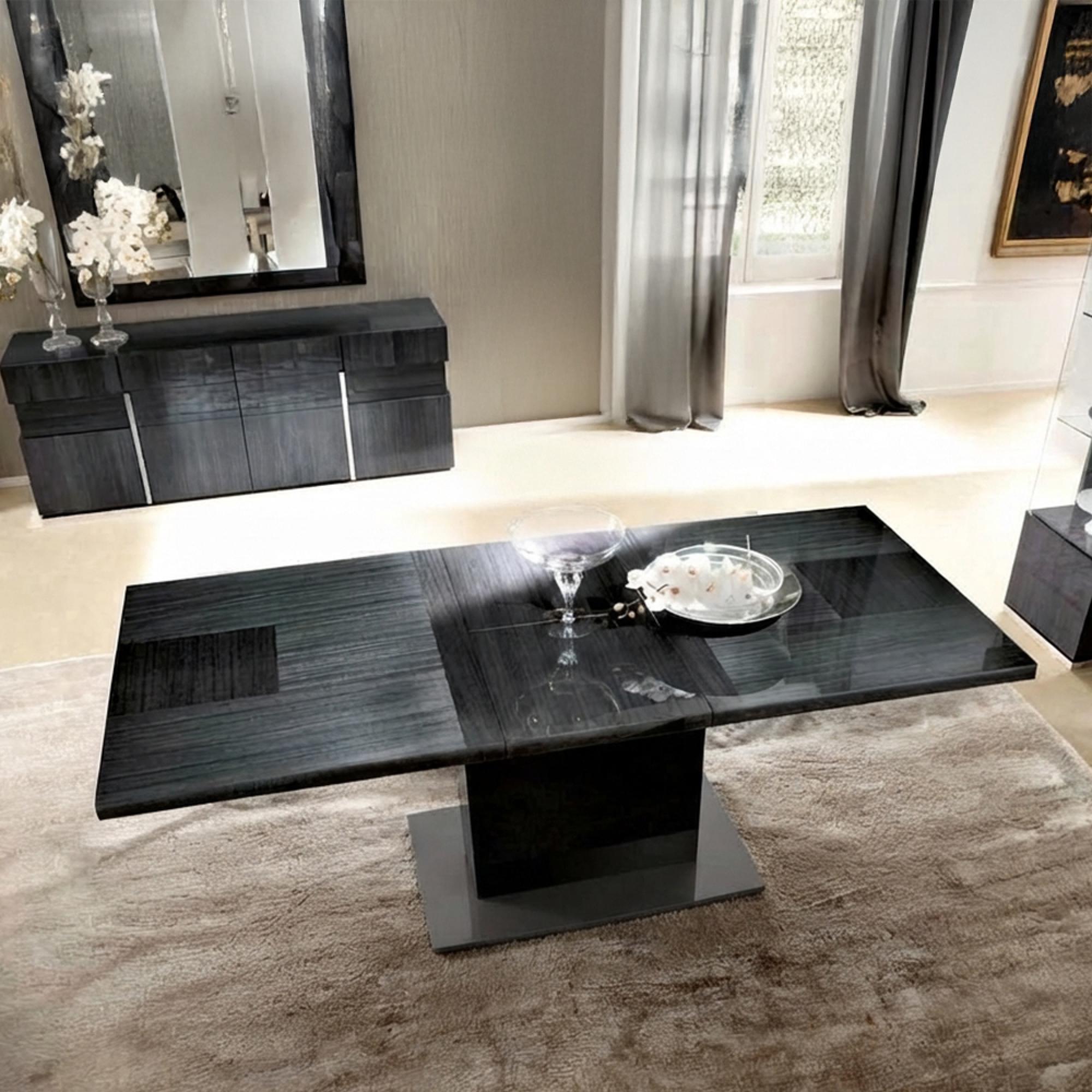 Montecarlo Extending Dining Table - 196cm-250cm - 8-10 Seater - Pedestal - Grey Koto High Gloss