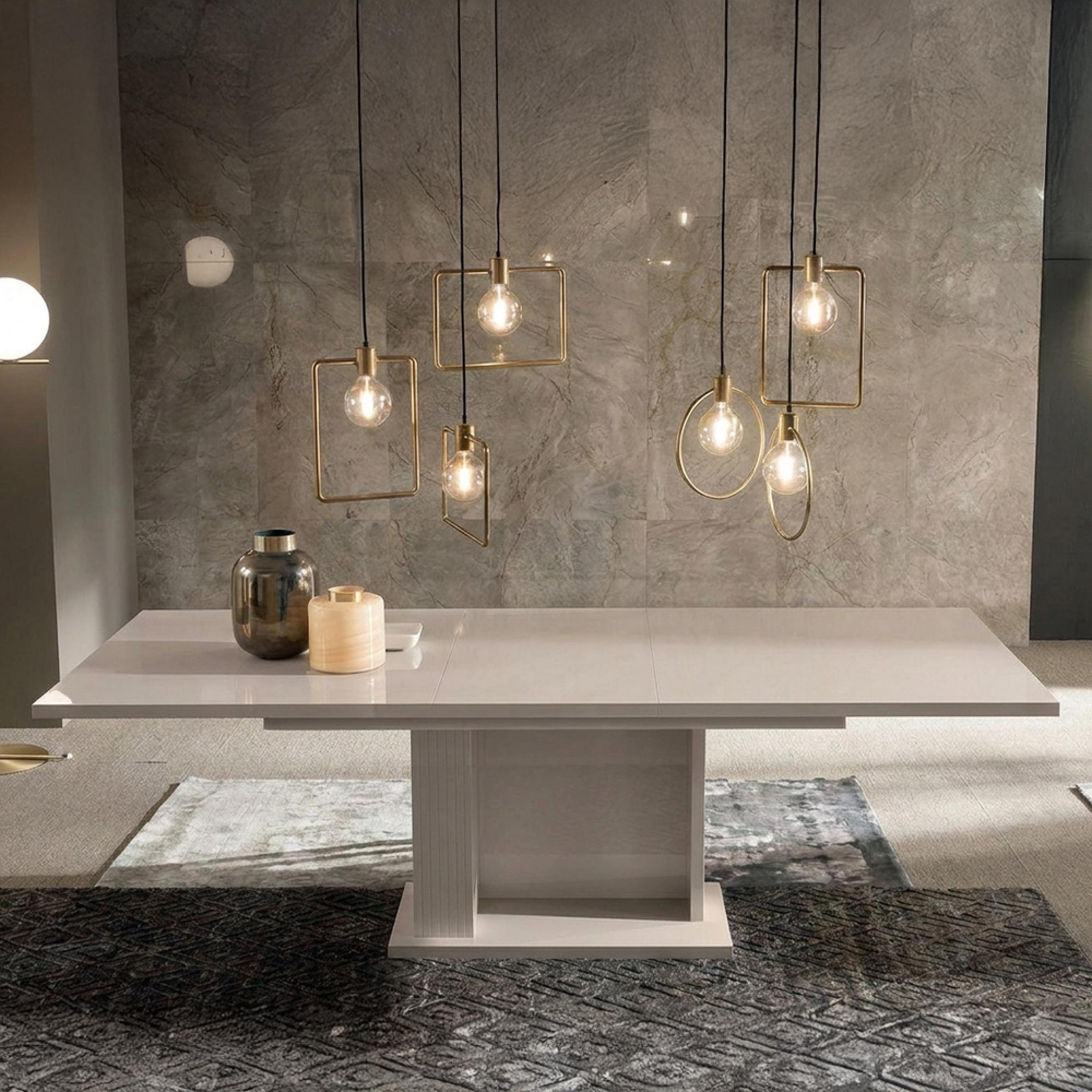 Claire Extending Dining Table - 196cm-250cm - 8-10 Seater - Pedestal - Pearl Line Eco Veneer High Gloss