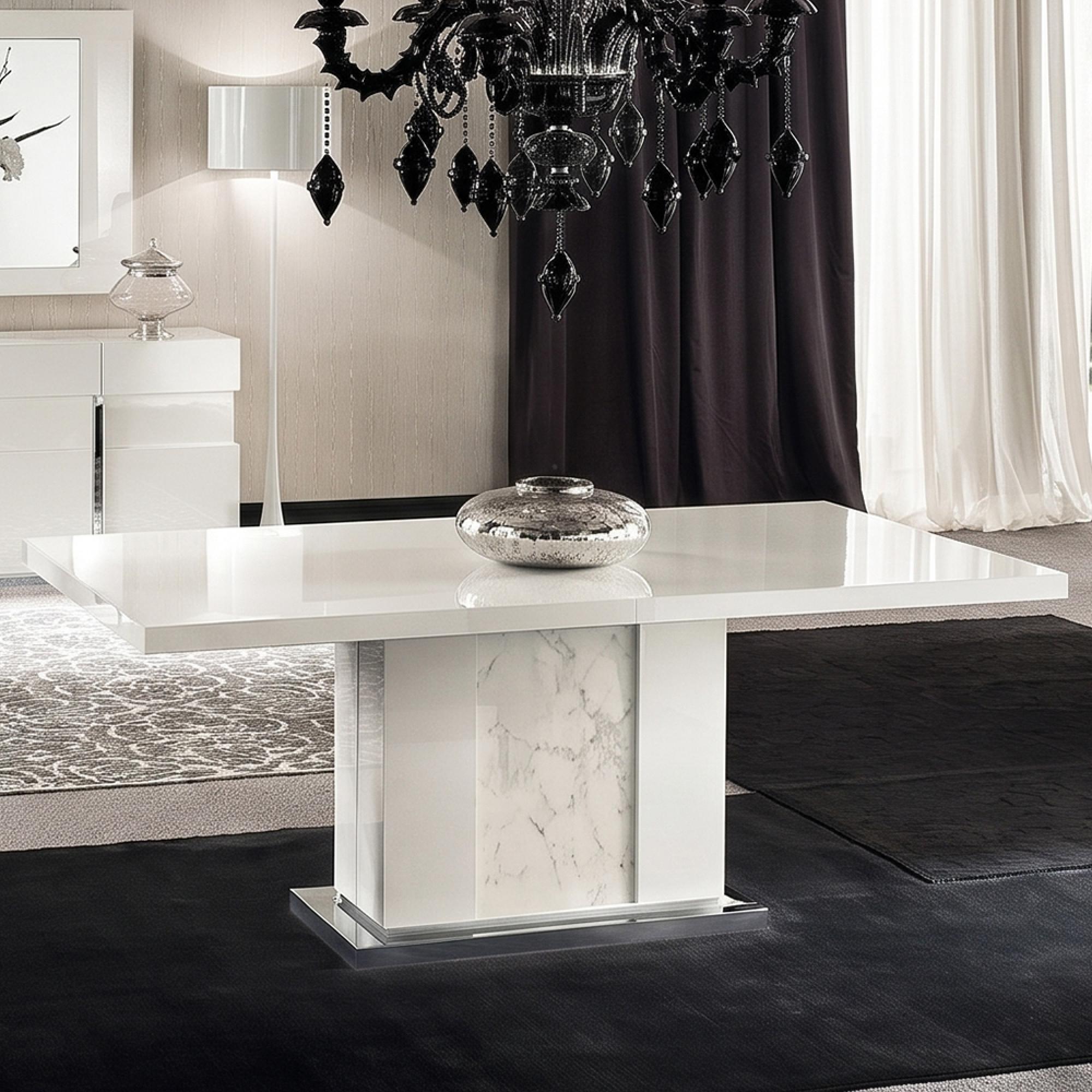 Canova Extending Pedestal Dining Table - 6-8 Seater - 160-210cm - White Gloss